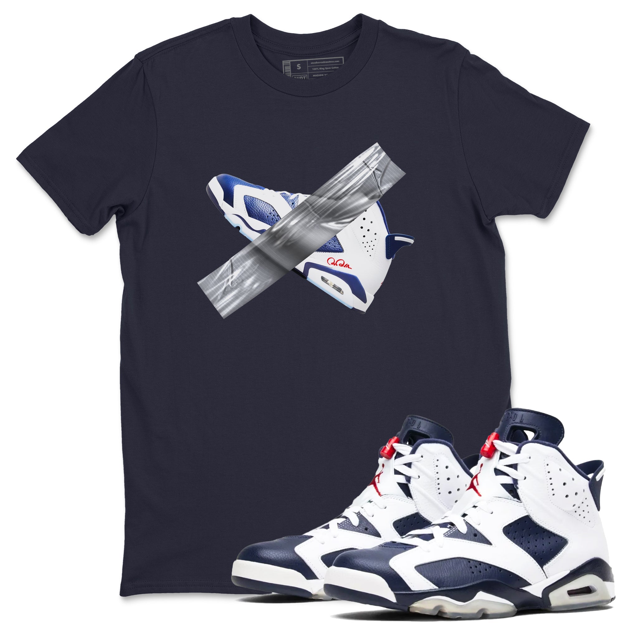 Duct Tape snkmatch Tees - Air Jordan 6 White And Midnight Navy
