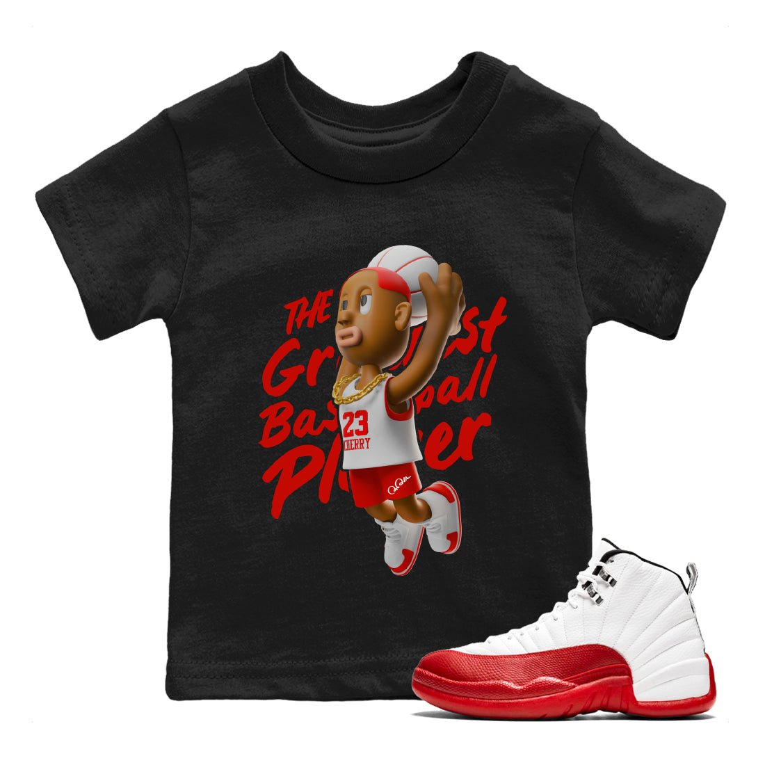 Dunkshot Boy Kids Tops - Air Jordan 12 Cherry