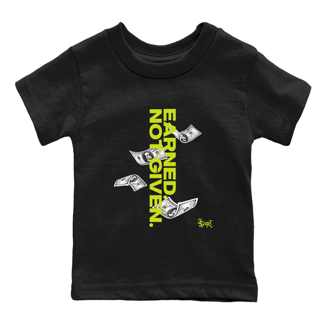 Earned Not Given snkmatch Tees Kids - Air Foamposite One Black Volt