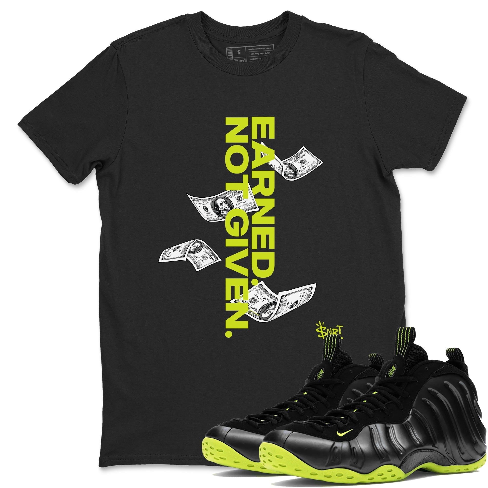 Earned Not Given snkmatch Tees - Air Foamposite One Black Volt