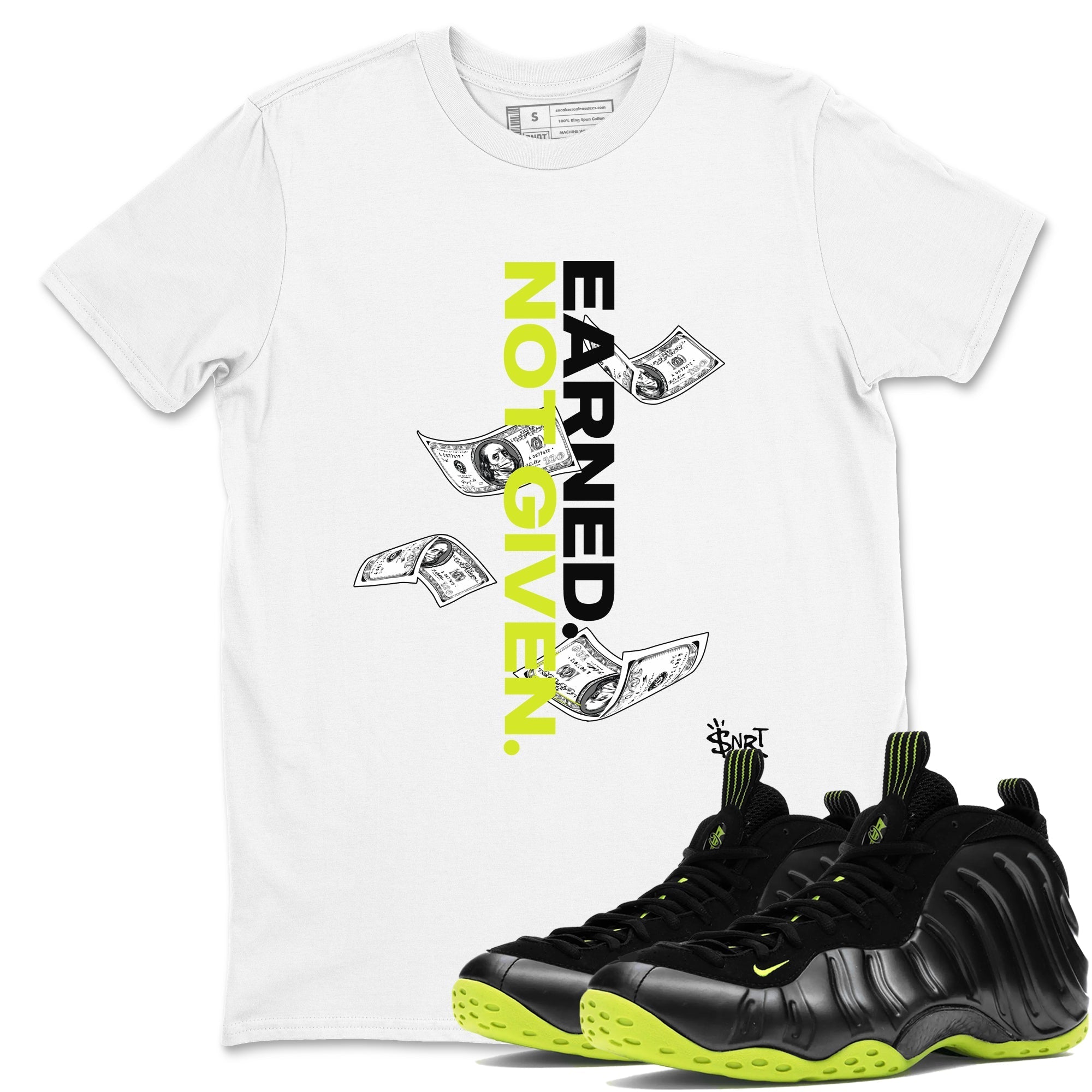 Earned Not Given snkmatch Tees - Air Foamposite One Black Volt