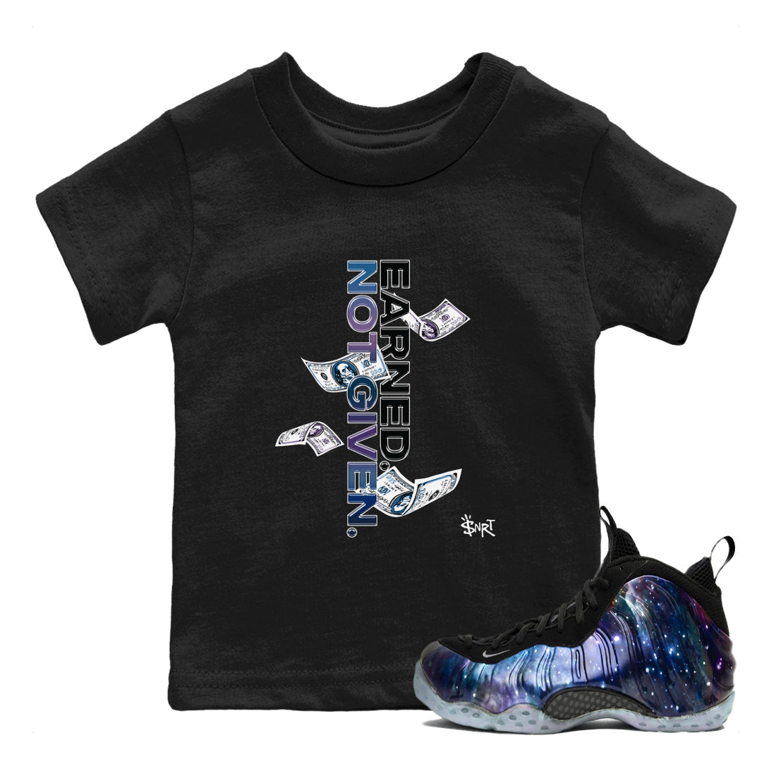 Earned Not Given snkmatch Tees Kids - Air Foamposite One Galaxy