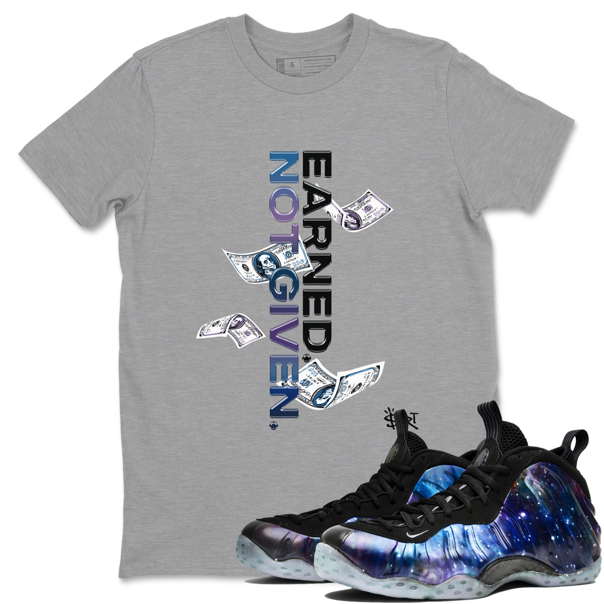 Earned Not Given snkmatch Tees - Air Foamposite One Galaxy