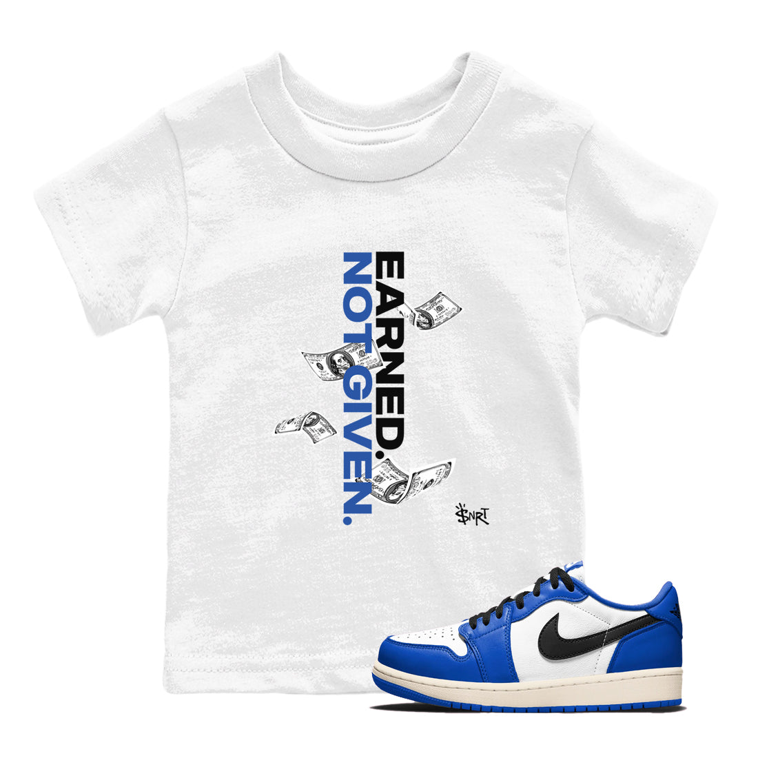 Earned Not Given snkmatch Tees Kids - Air Jordan 1 Game Royal