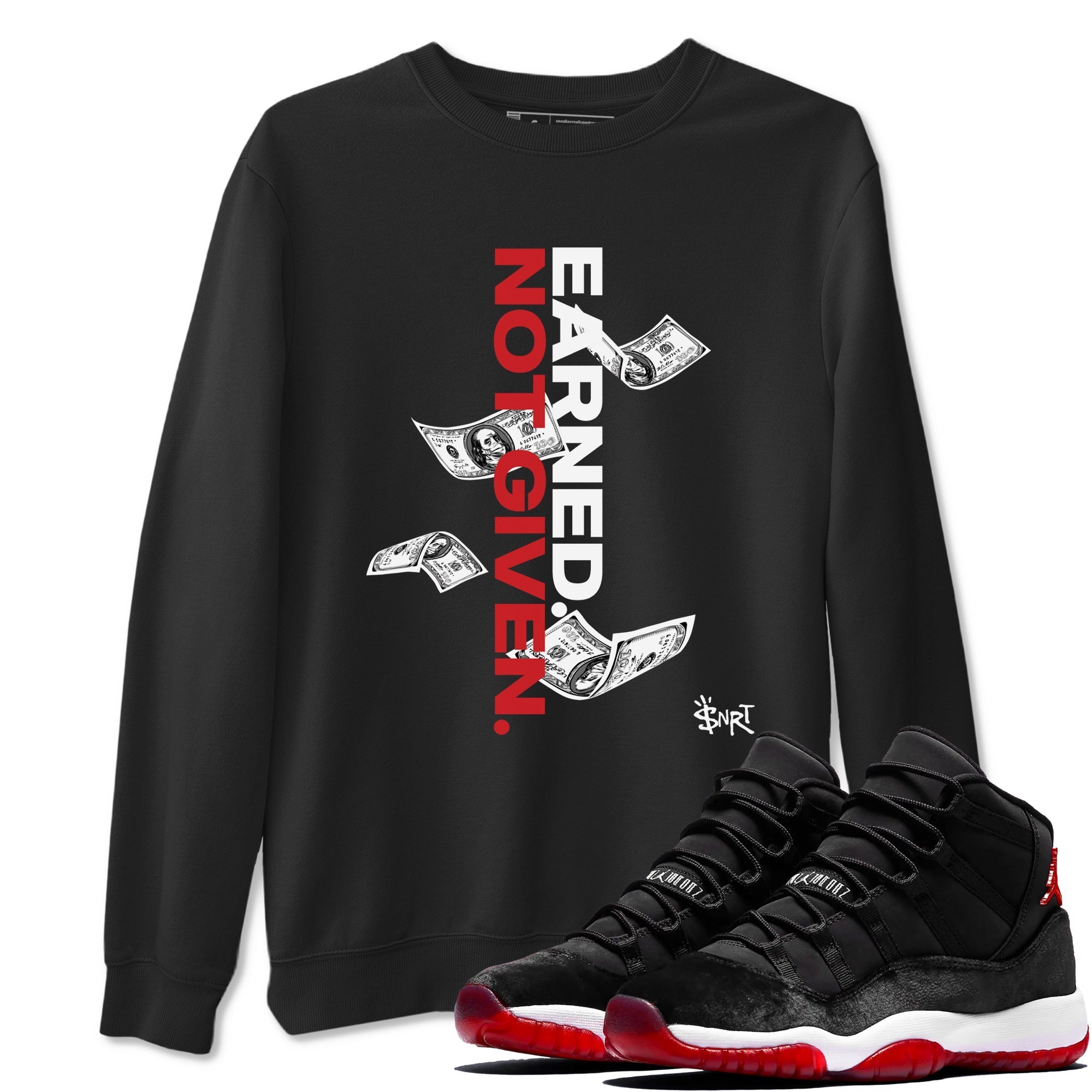Earned Not Given snkmatch Tees - Air Jordan 11 Bred Velvet