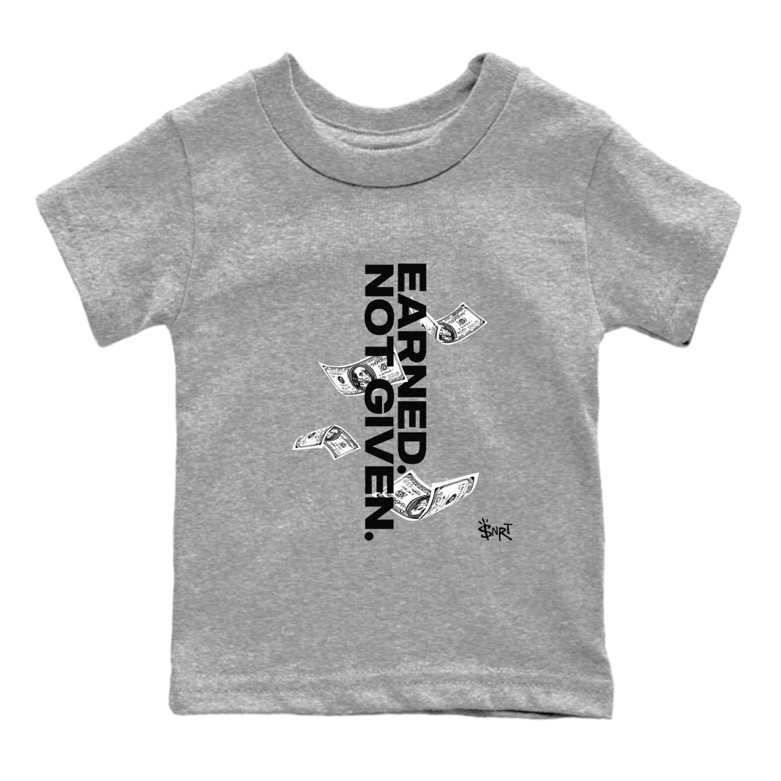 Earned Not Given snkmatch Tees Kids - Air Jordan 12 Black Wolf Grey