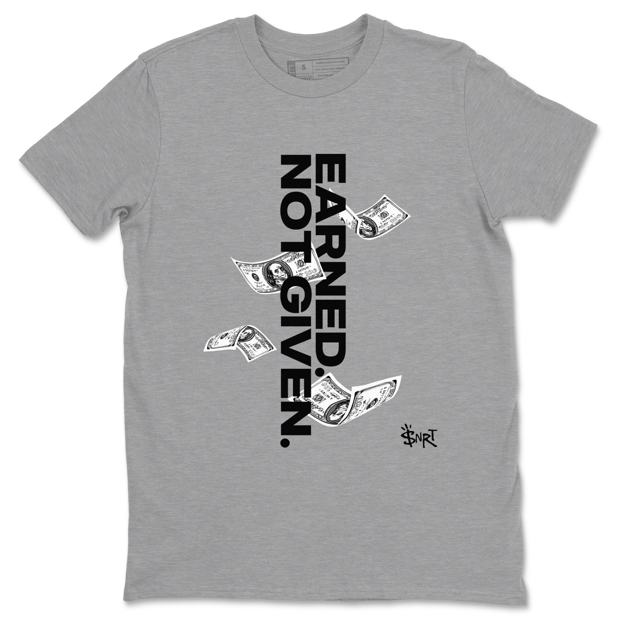 Earned Not Given snkmatch Tees - Air Jordan 12 Black Wolf Grey