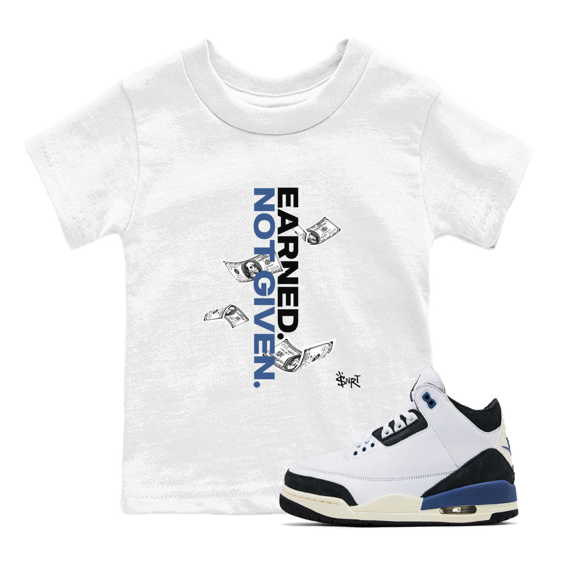 Earned Not Given snkmatch Tees Kids - Air Jordan 3 A Ma Maniere x Diffused Blue