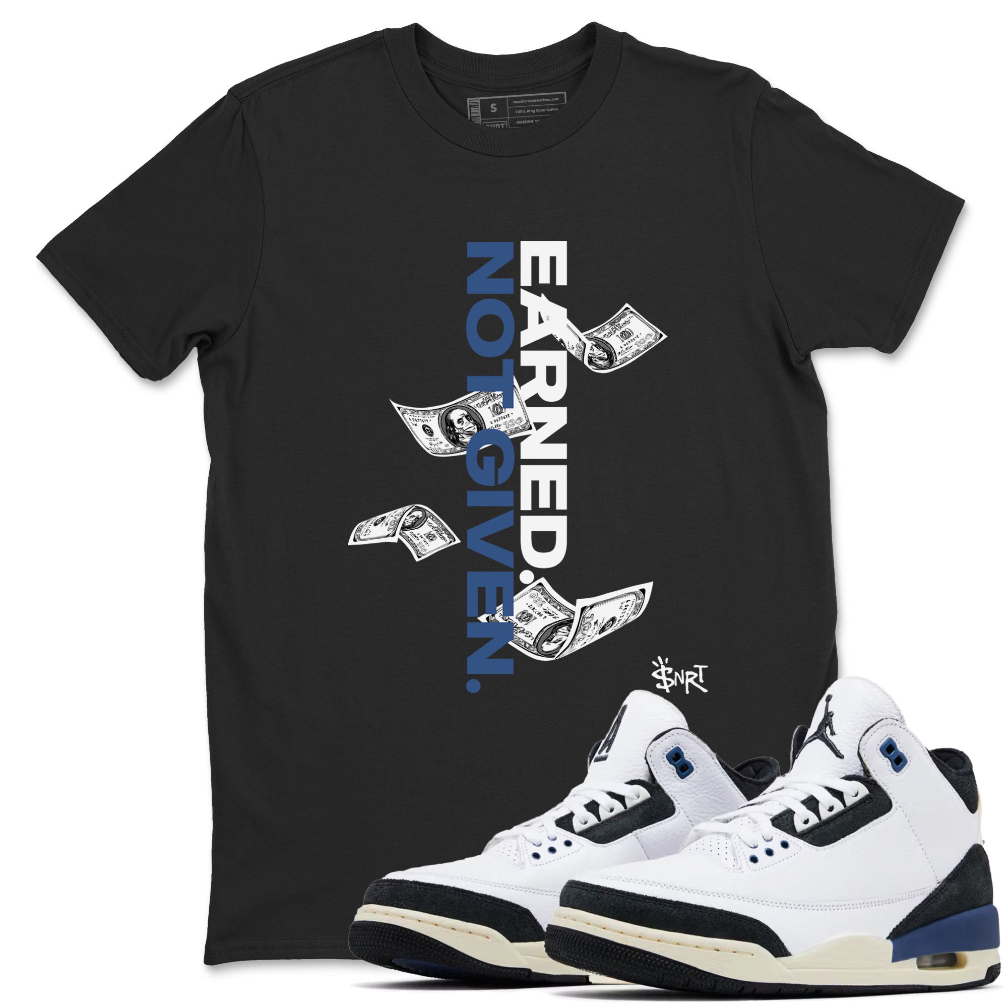 Earned Not Given snkmatch Tees - Air Jordan 3 A Ma Maniere x Diffused Blue