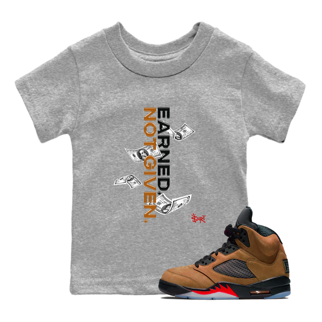 Earned Not Given snkmatch Tees Kids - Air Jordan 5 Archaeo Brown