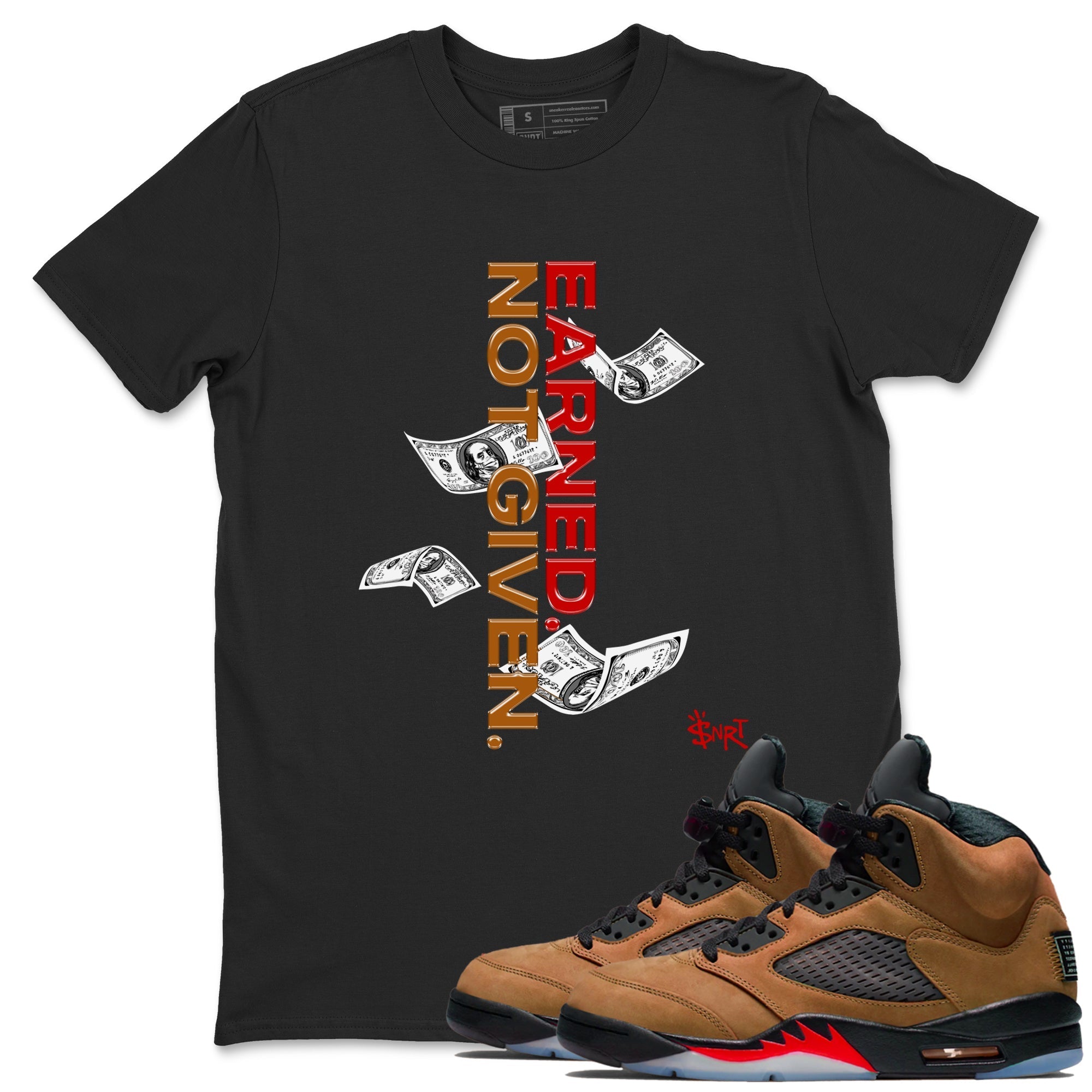 Earned Not Given snkmatch Tees - Air Jordan 5 Archaeo Brown