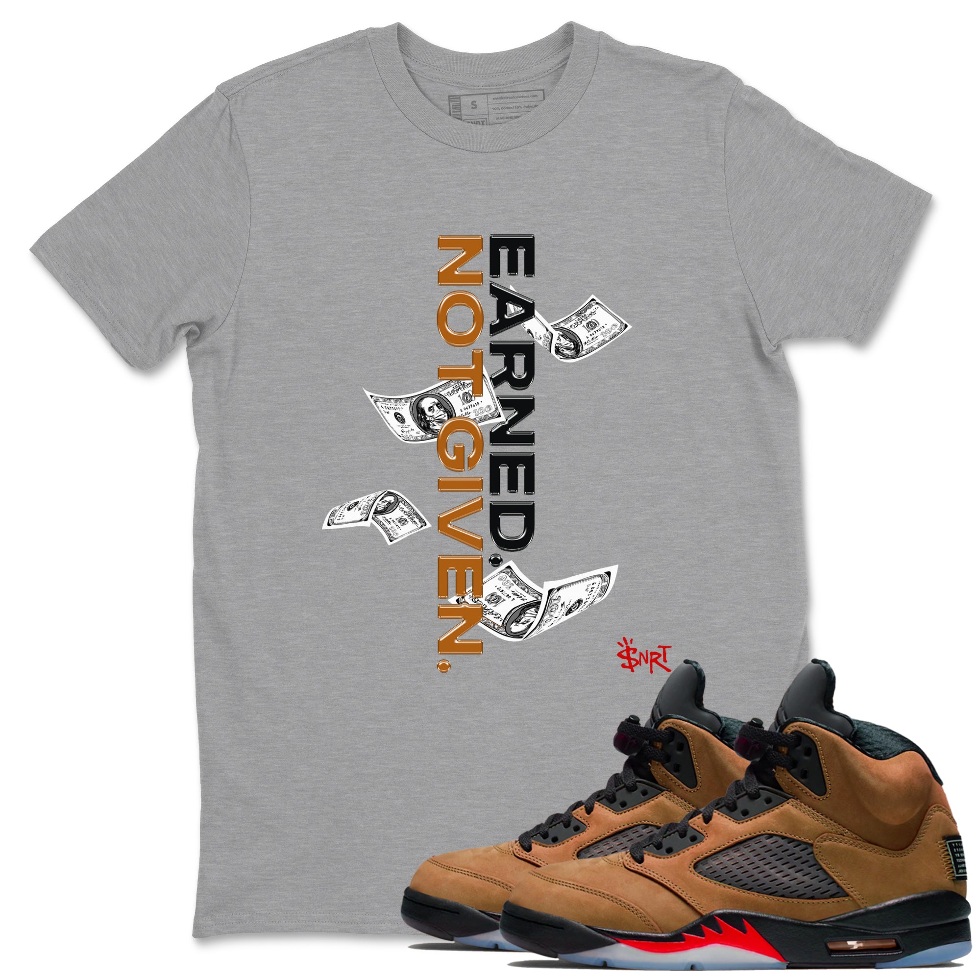 Earned Not Given snkmatch Tees - Air Jordan 5 Archaeo Brown