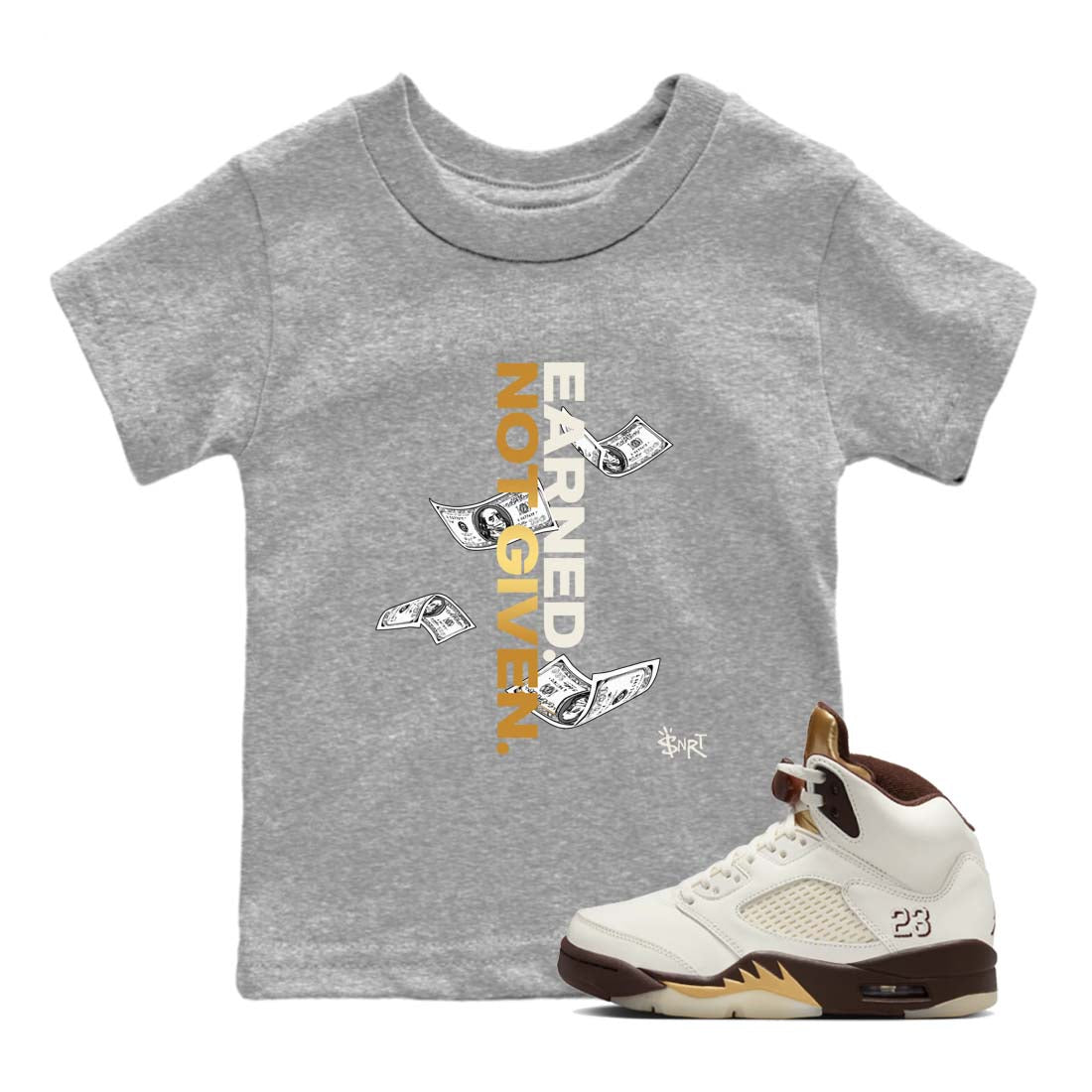 Earned Not Given snkmatch Tees Kids - Air Jordan 5 Golden Ticket