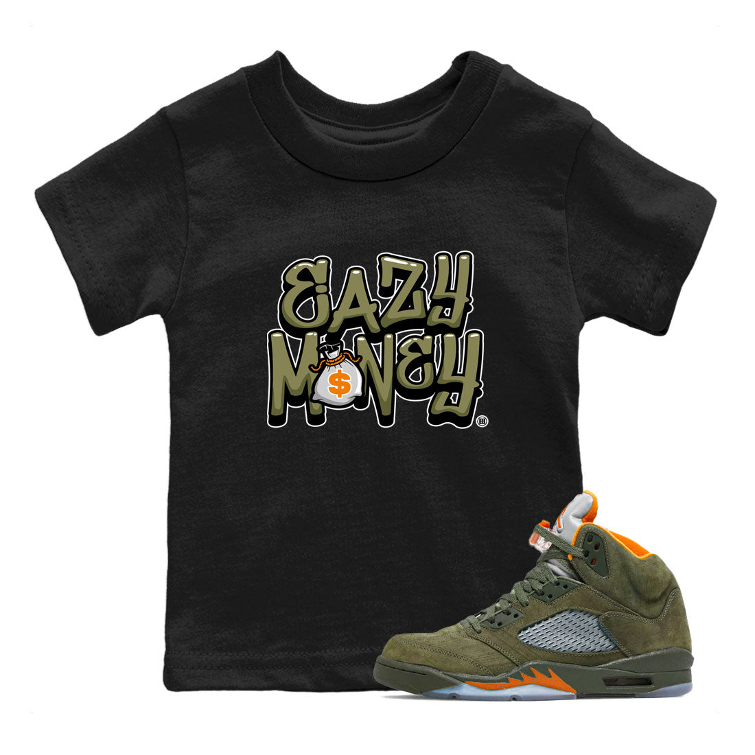 Easy Money snkmatch Tees Kids - Air Jordan 5 Olive
