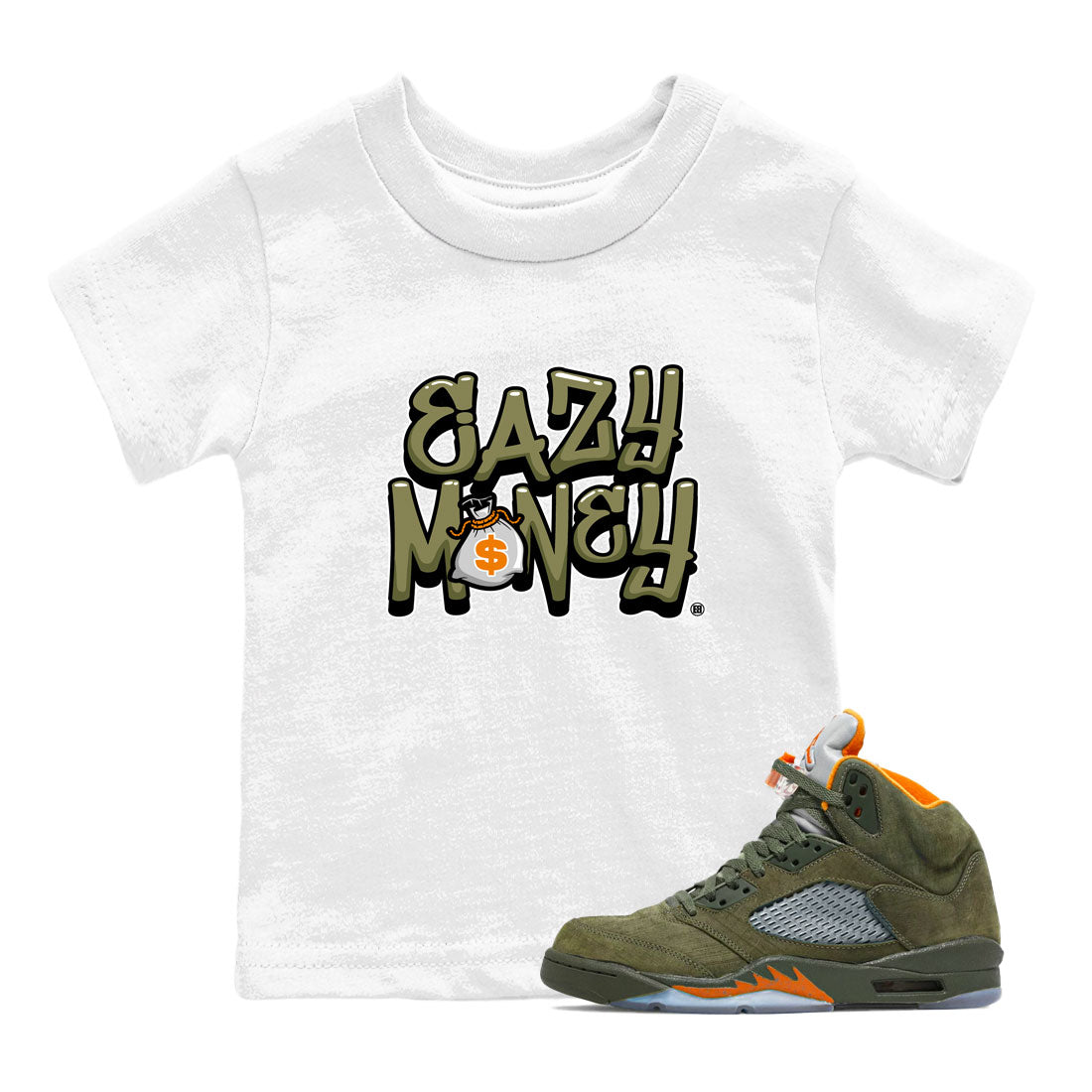 Easy Money snkmatch Tees Kids - Air Jordan 5 Olive