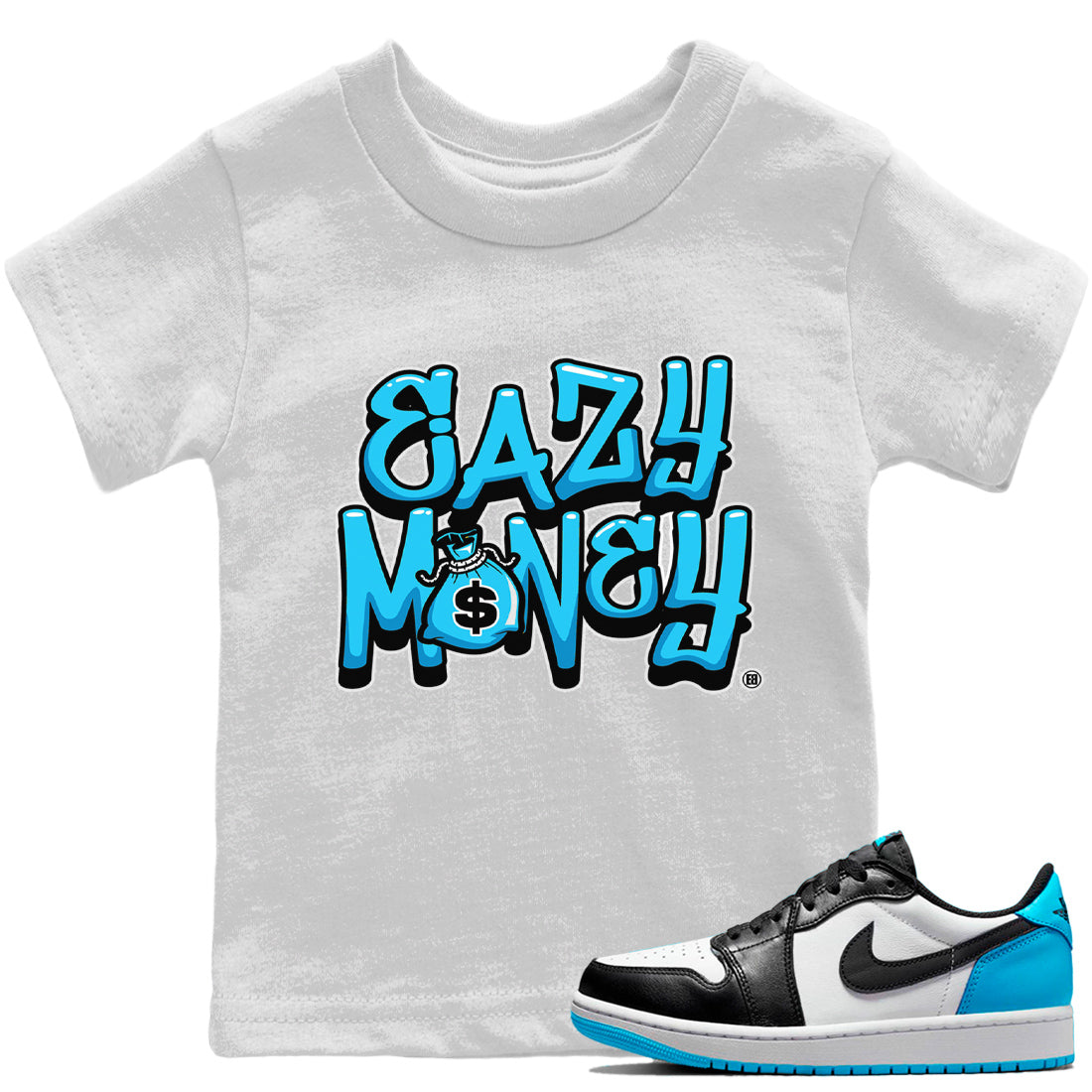 Easy Money Kids Tops - Air Jordan 1 Powder Blue