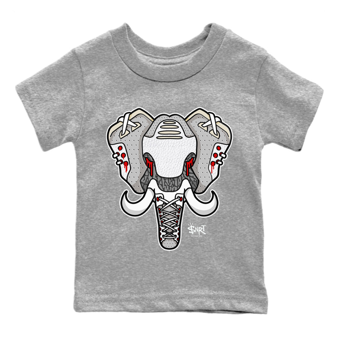 Elephant Symbol Kids Tops - Air Jordan 3 White Cement