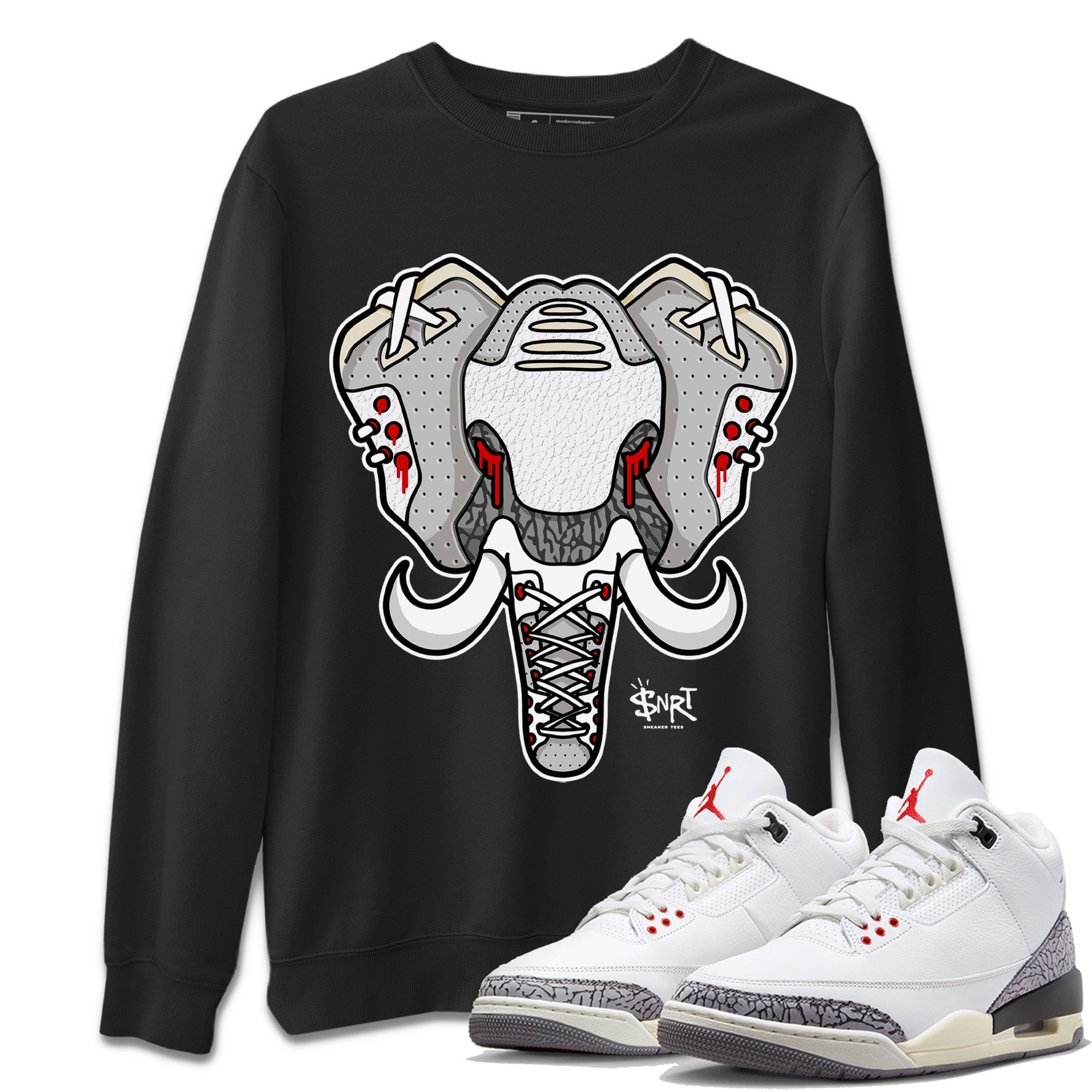 Elephant Symbol Unisex Tops - Air Jordan 3 White Cement