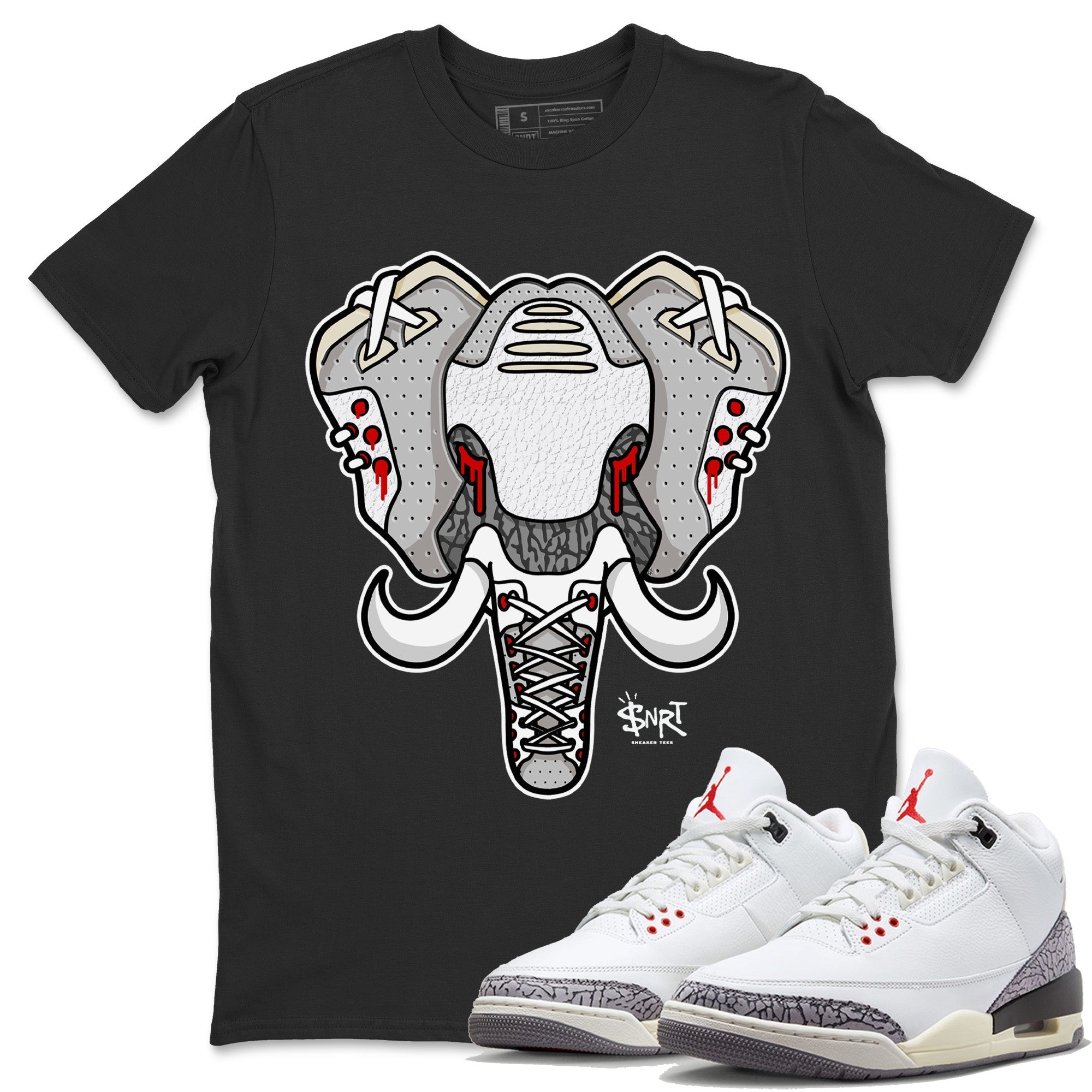 Elephant Symbol Unisex Tops - Air Jordan 3 White Cement
