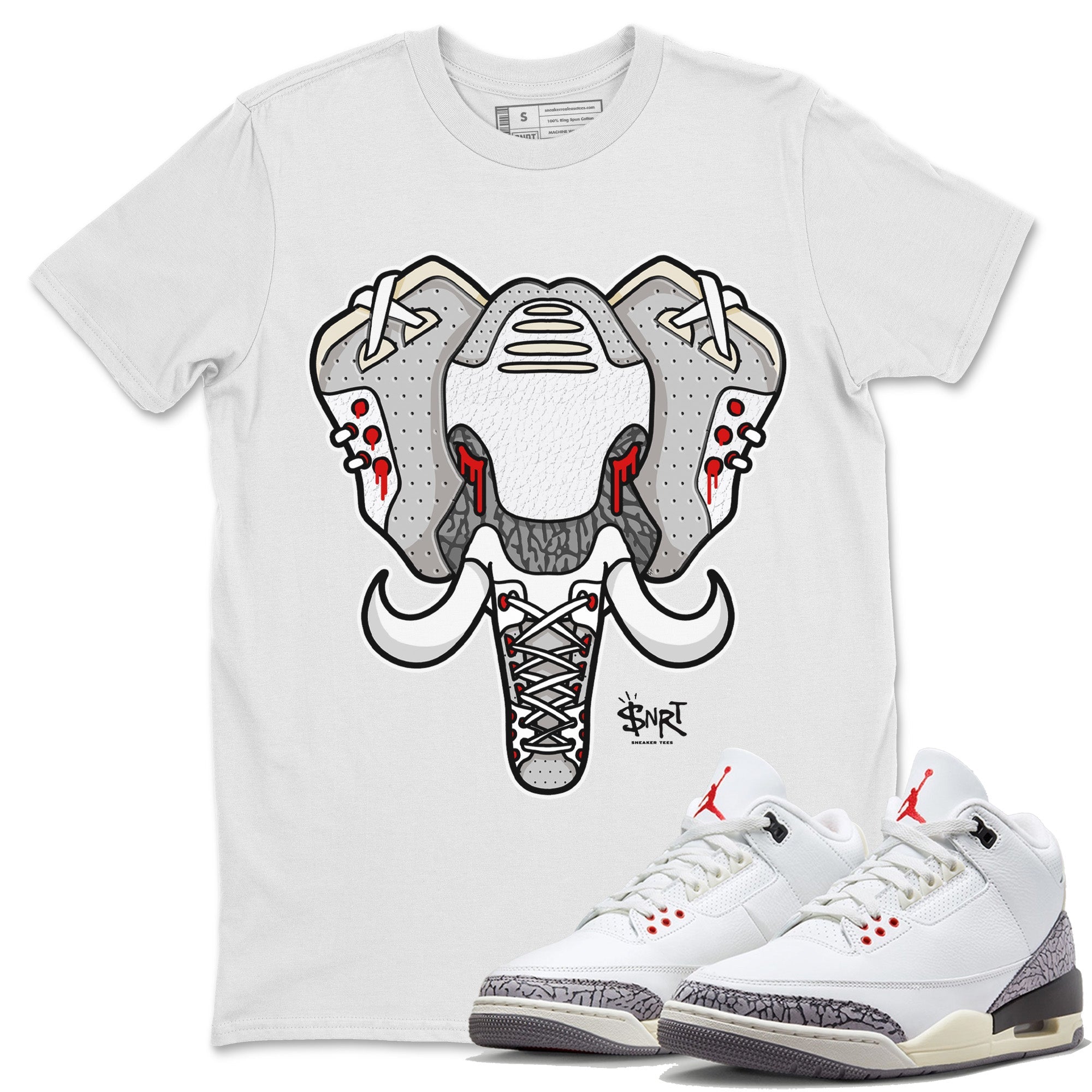 Elephant Symbol Unisex Tops - Air Jordan 3 White Cement
