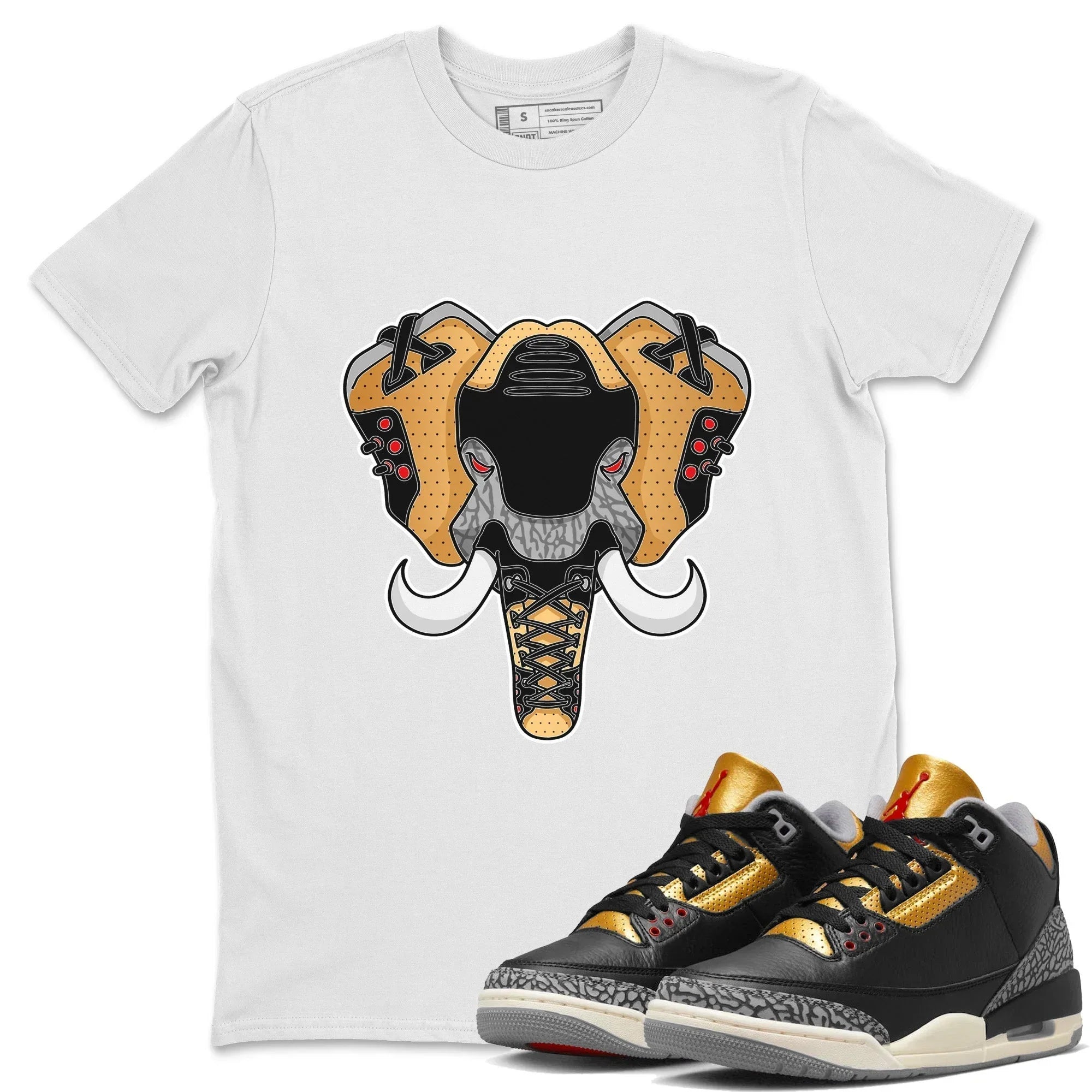 Elephant Symbol Unisex Tops - Air Jordan 3 Black Gold