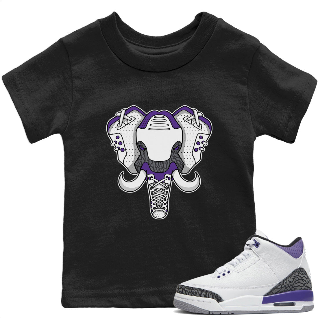 Elephant Symbol Kids Tops - Air Jordan 3 Dark Iris