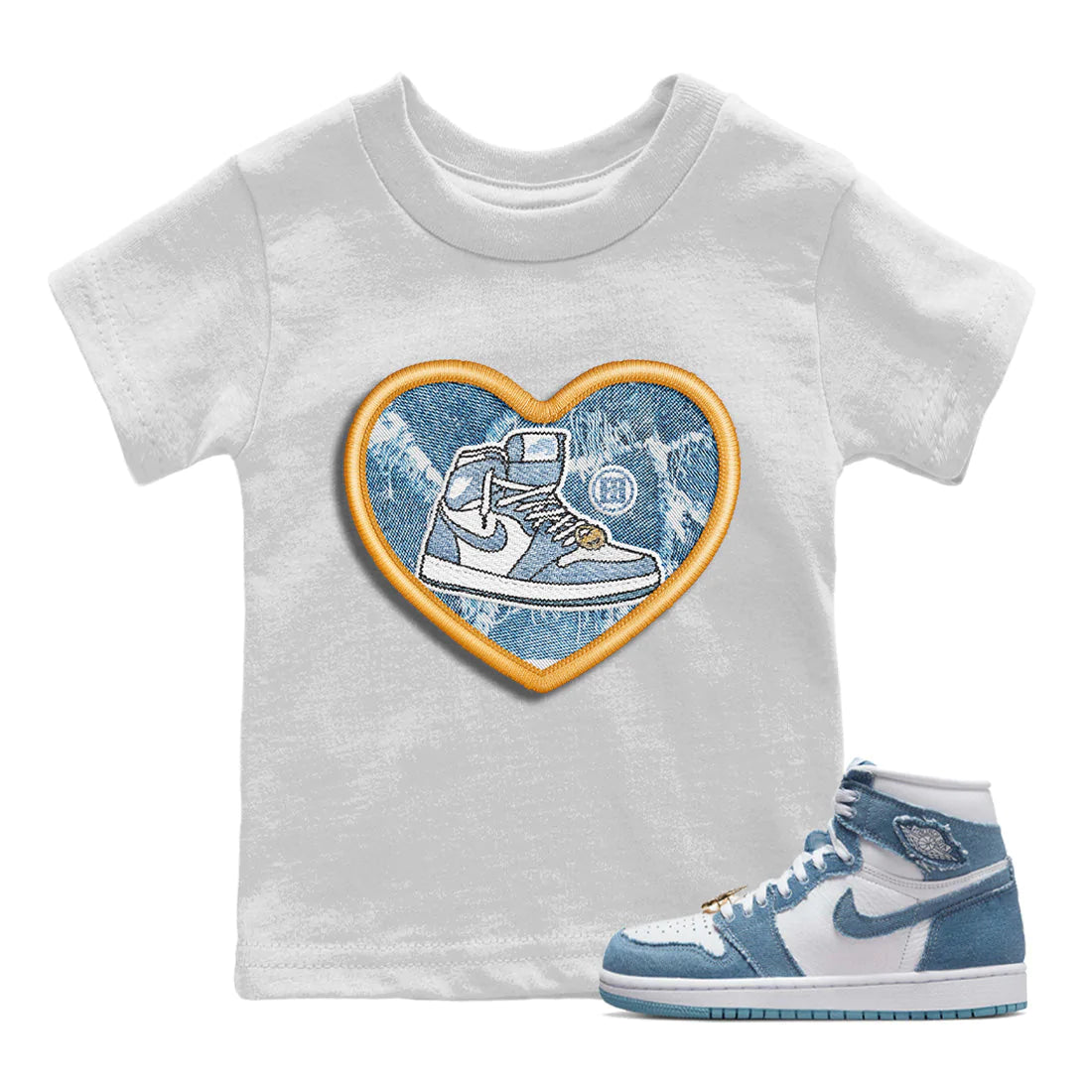 Embroidery Patch Kids Tops - Air Jordan 1 Denim