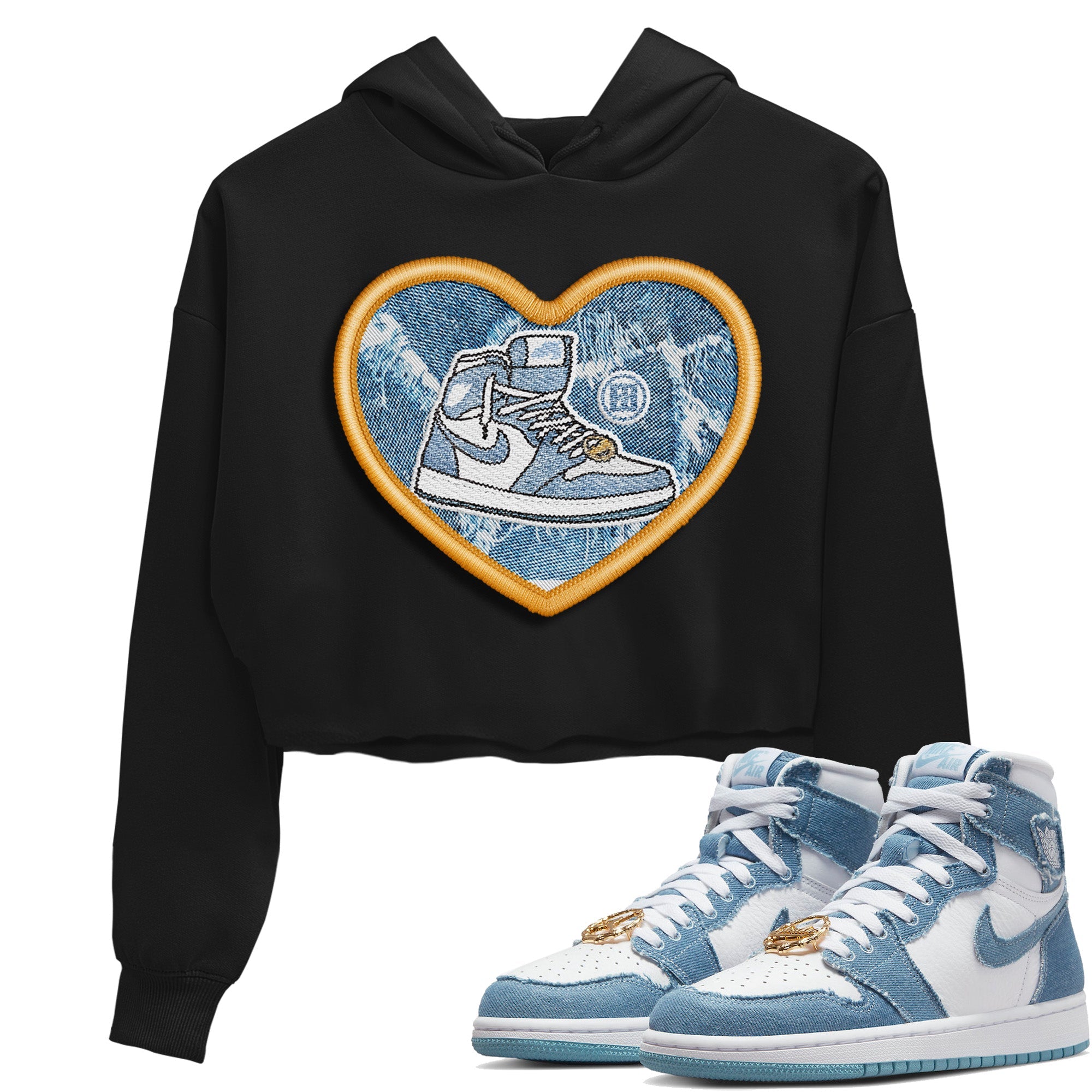 Embroidery Patch Women's Tops - Air Jordan 1 Denim