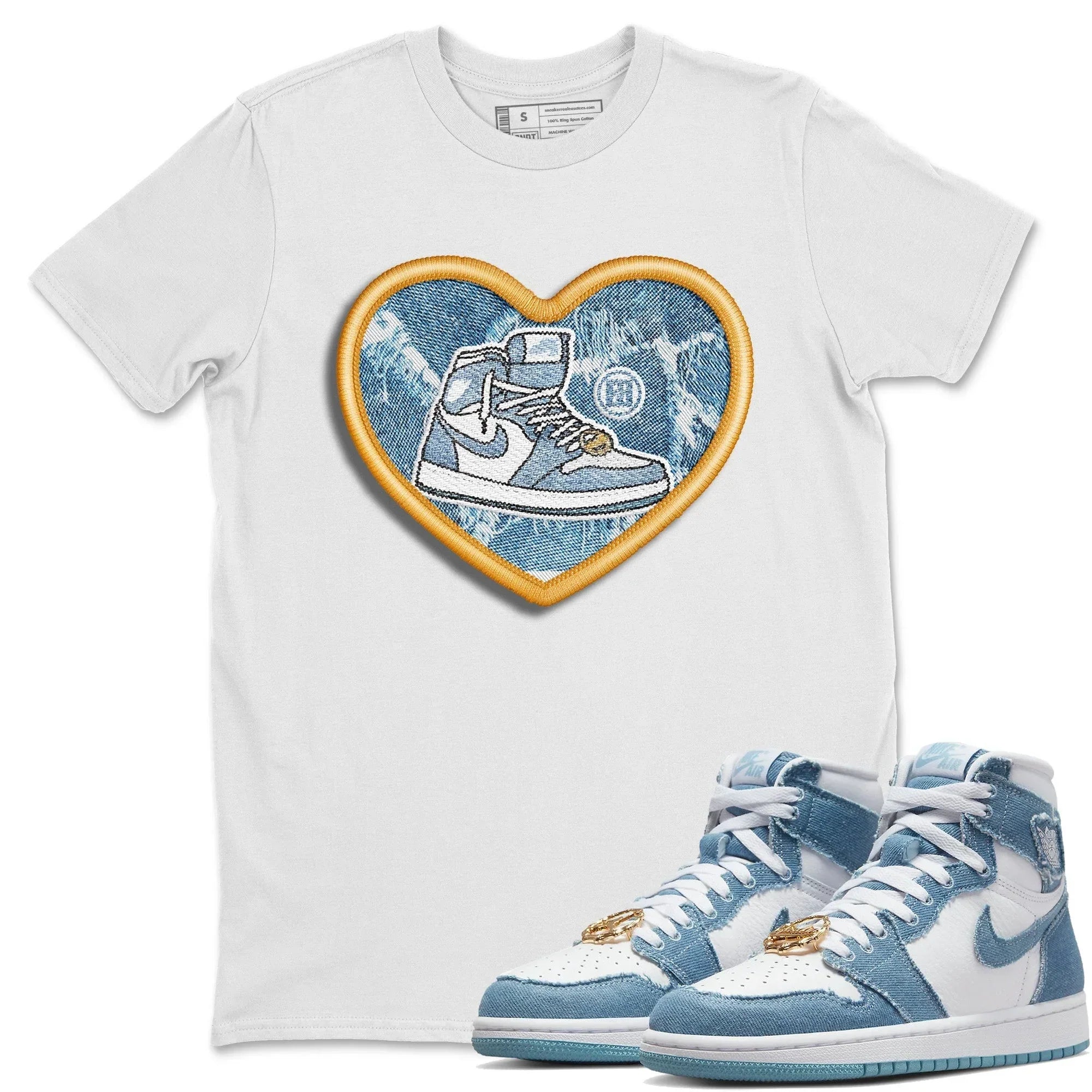 Embroidery Patch Unisex Tops - Air Jordan 1 Denim