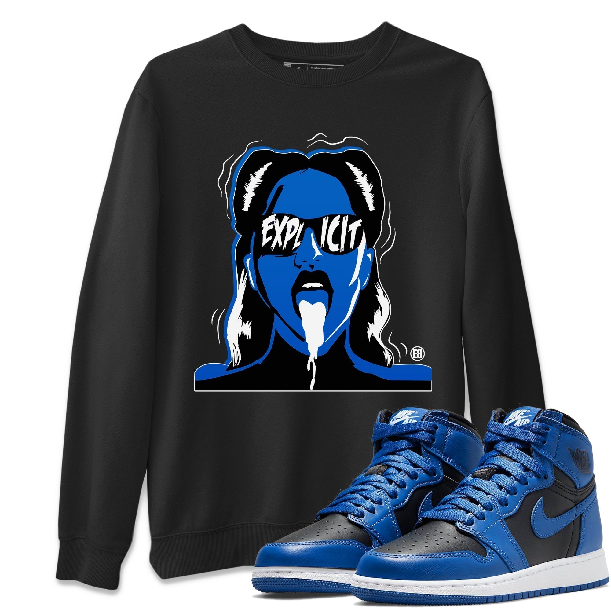 Explicit Unisex Tops - Air Jordan 1 Dark Marina Blue