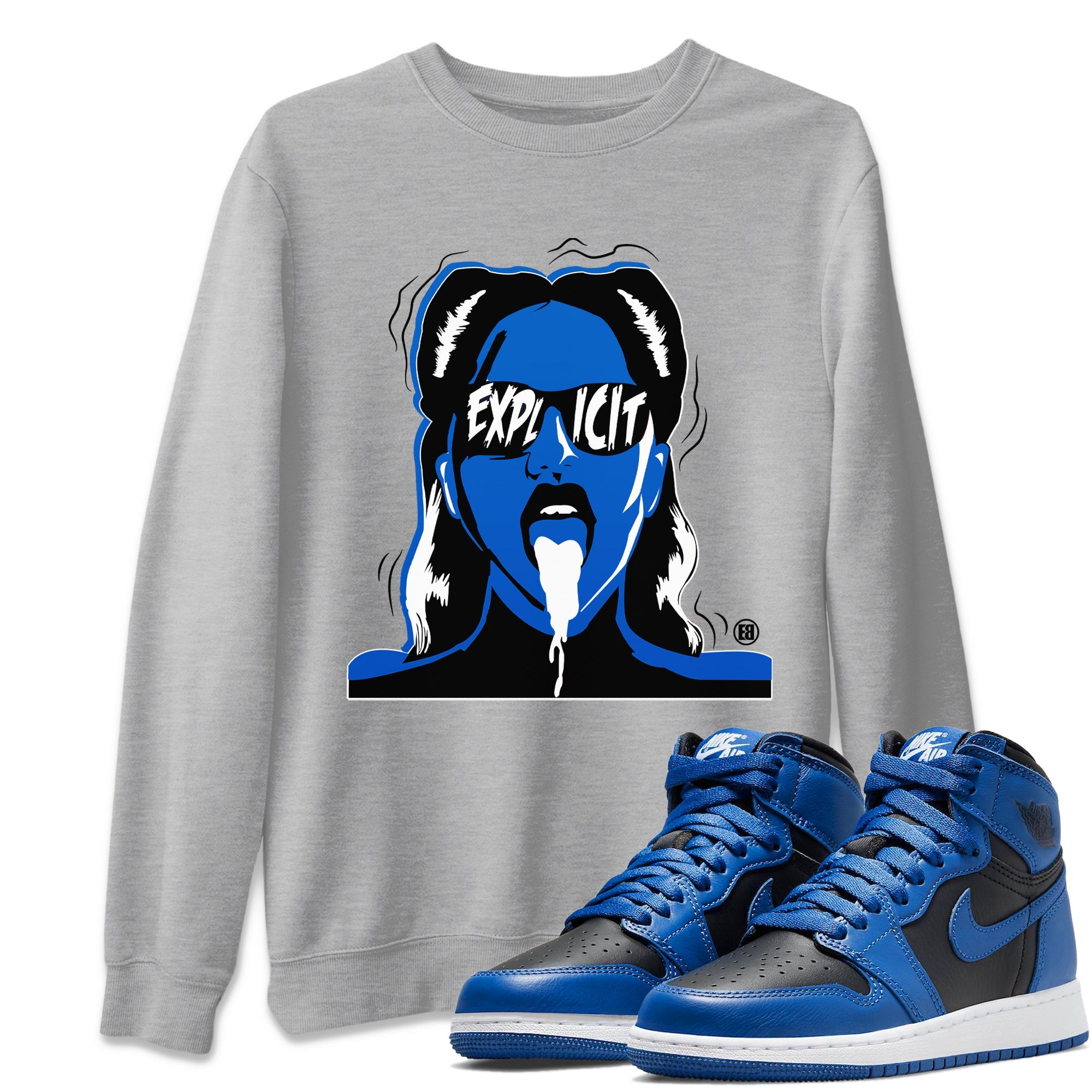 Explicit Unisex Tops - Air Jordan 1 Dark Marina Blue