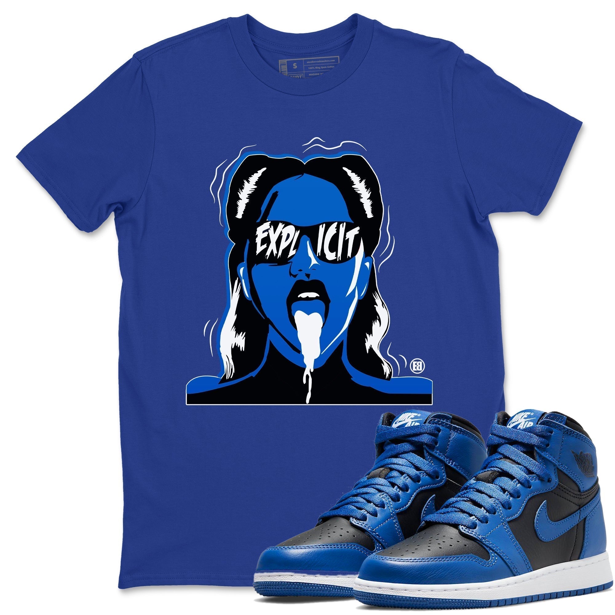 Explicit Unisex Tops - Air Jordan 1 Dark Marina Blue