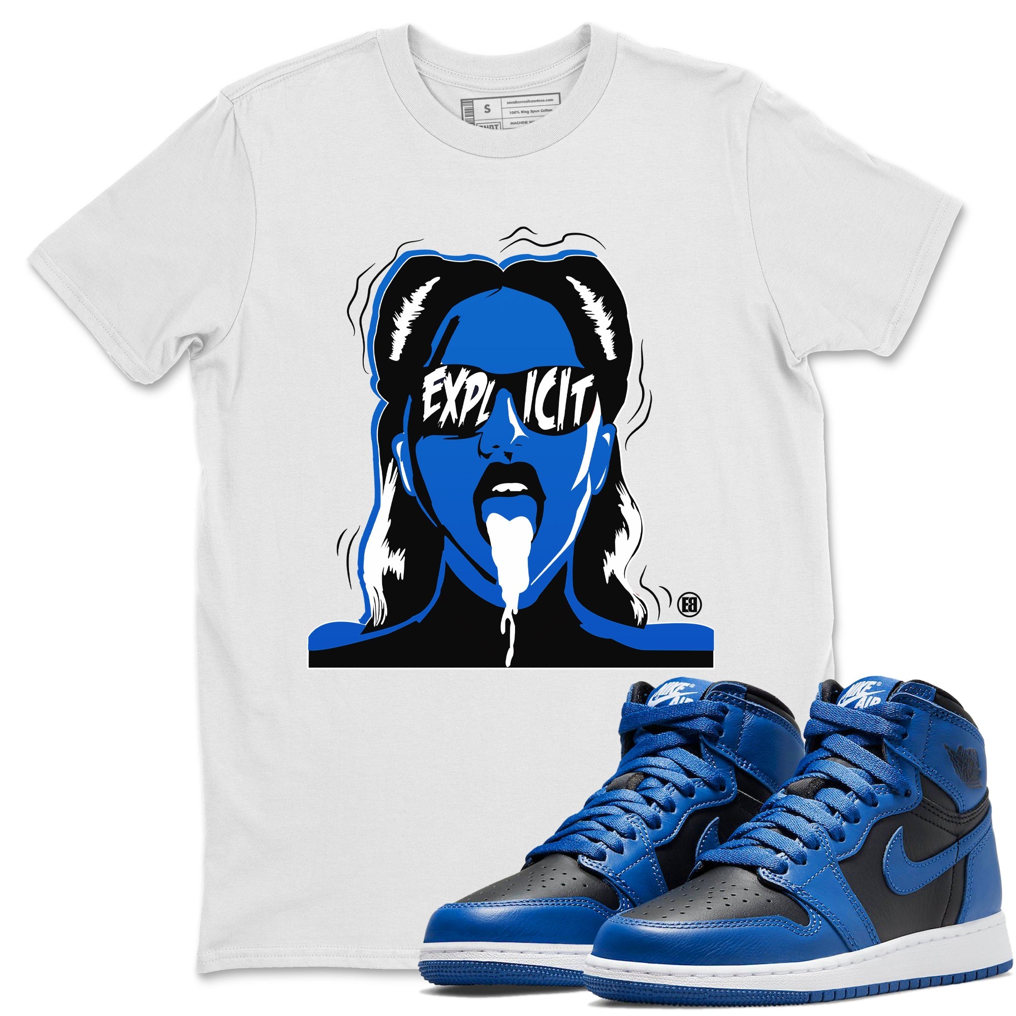 Explicit Unisex Tops - Air Jordan 1 Dark Marina Blue
