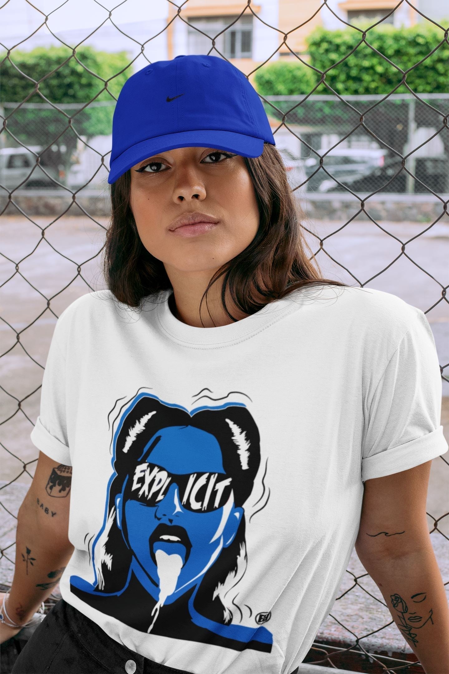 Explicit Unisex Tops - Air Jordan 1 Dark Marina Blue