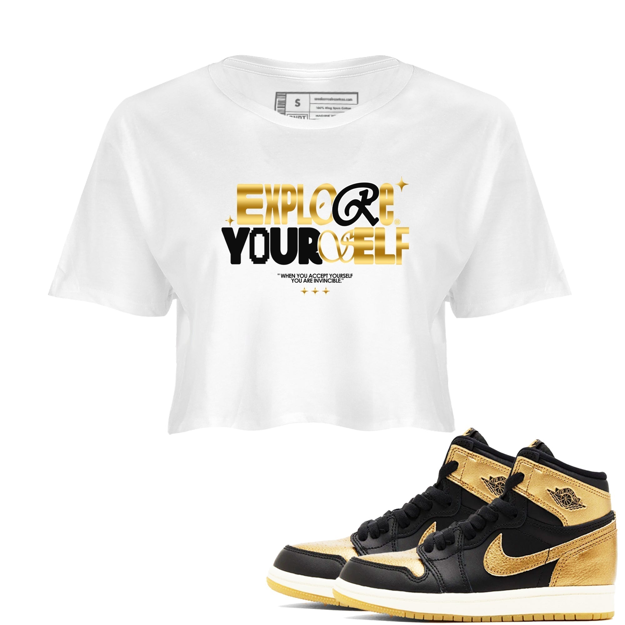 Explore Yourself snkmatch Women's Top - Air Jordan 1 Black Metallic Gold