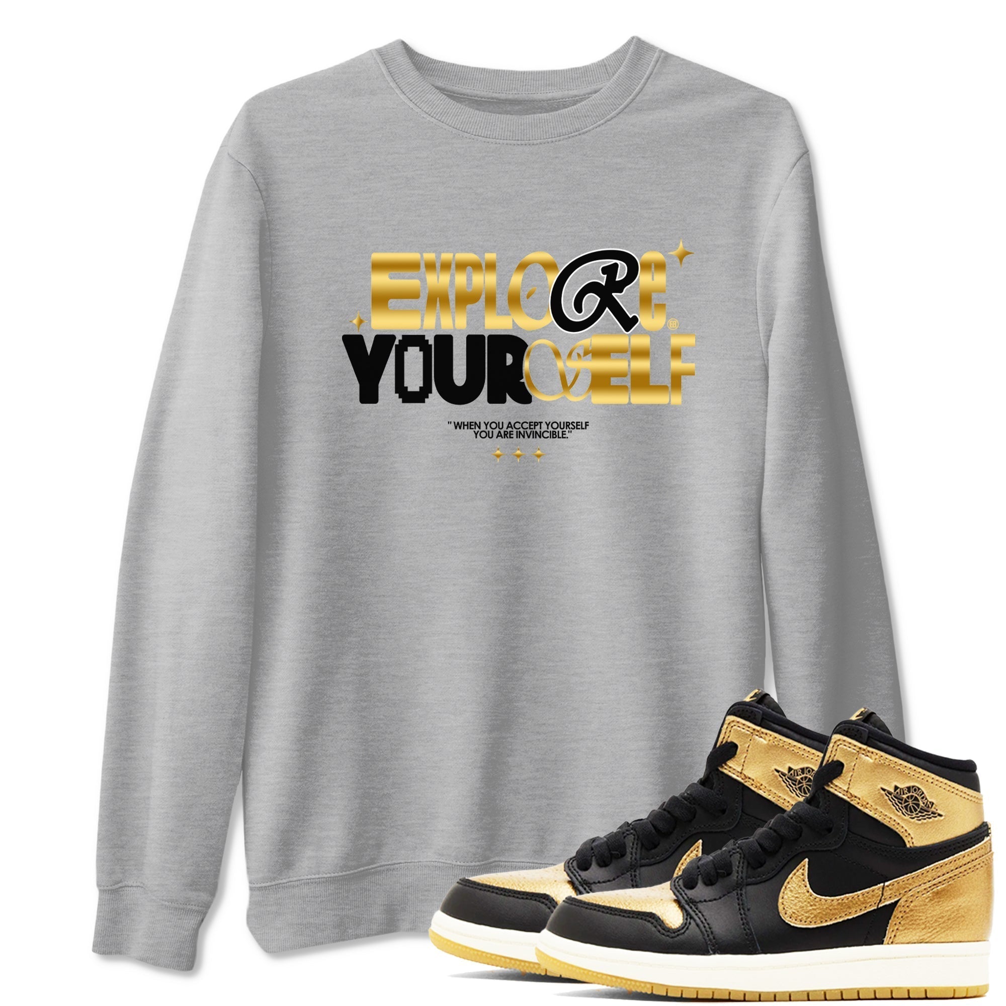 Explore Yourself snkmatch Tees - Air Jordan 1 Black Metallic Gold