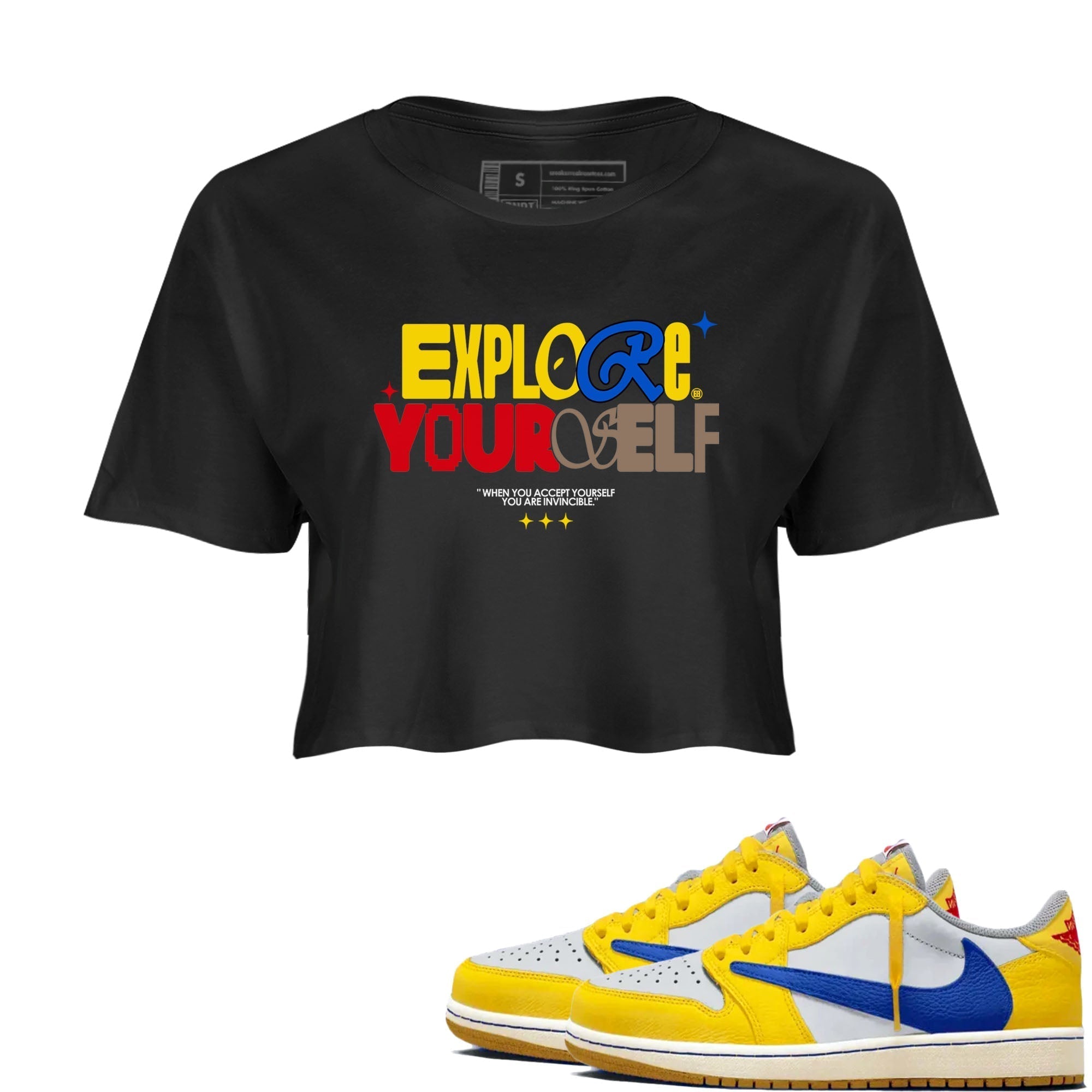 Explore Yourself snkmatch Women's Top - Air Jordan 1 Travis Scott Canary