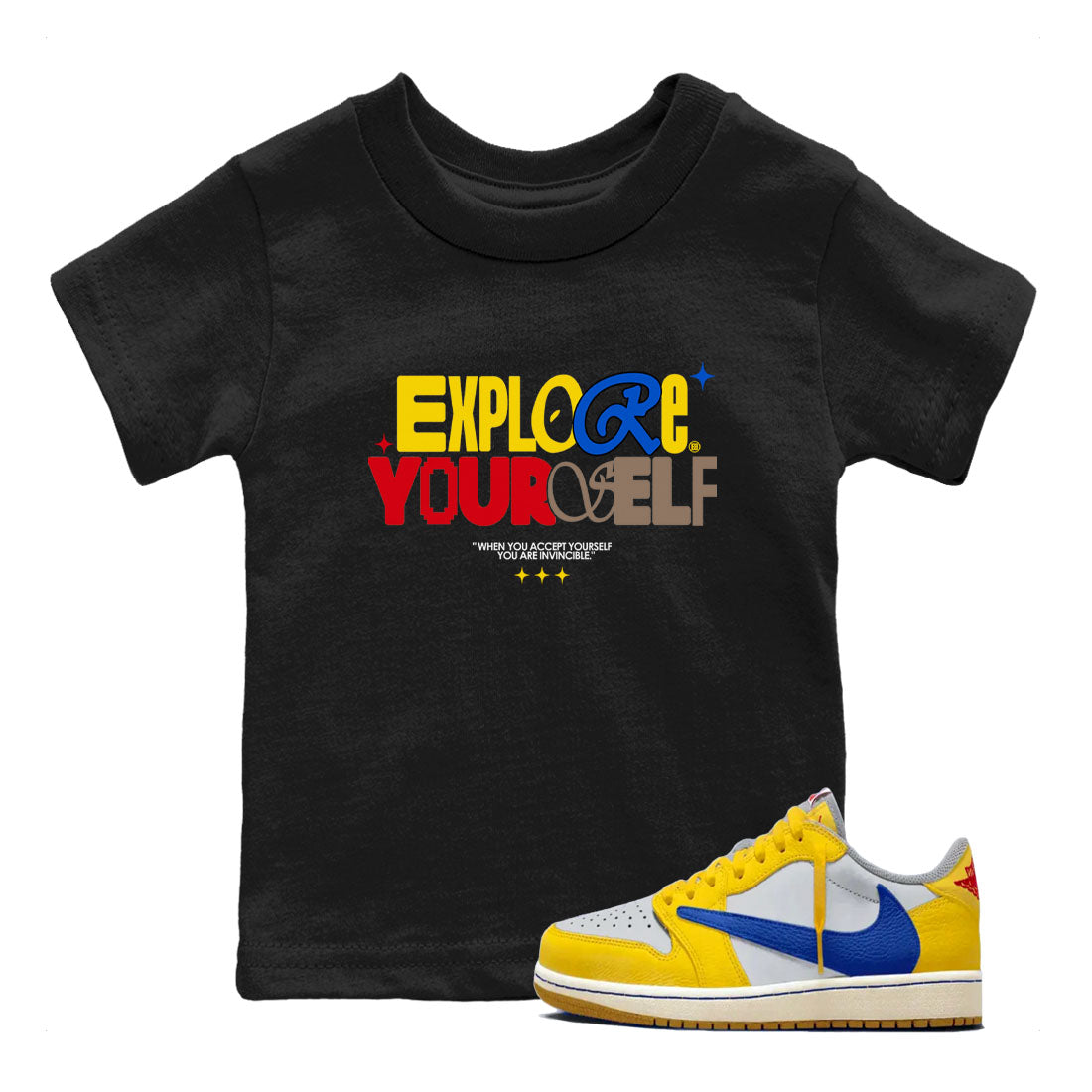 Explore Yourself snkmatch Tees Kids - Air Jordan 1 Travis Scott Canary