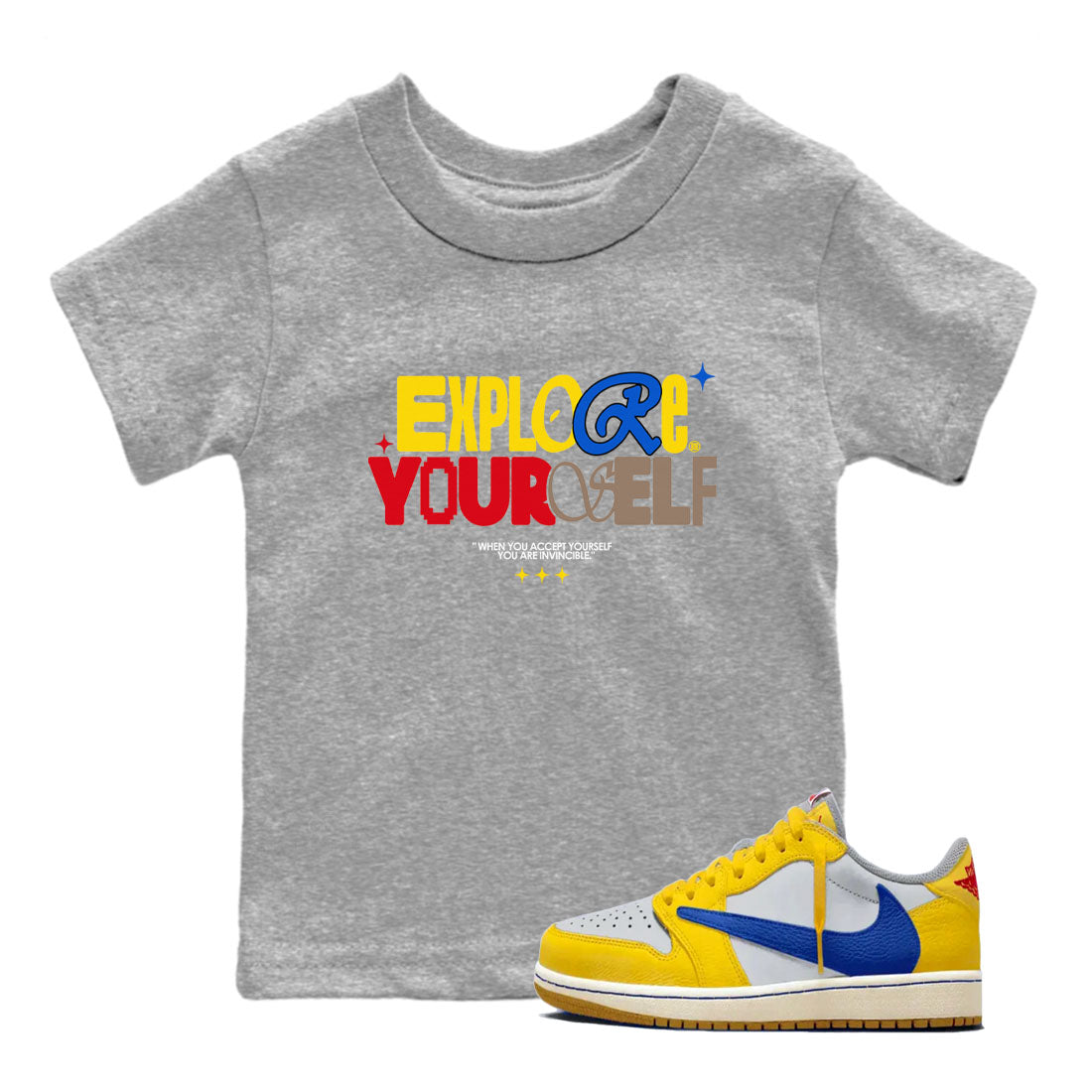 Explore Yourself snkmatch Tees Kids - Air Jordan 1 Travis Scott Canary