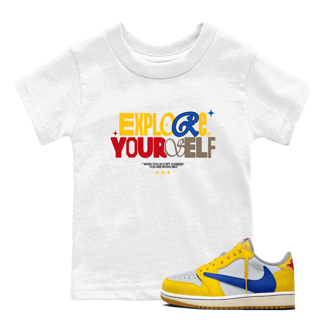 Explore Yourself snkmatch Tees Kids - Air Jordan 1 Travis Scott Canary