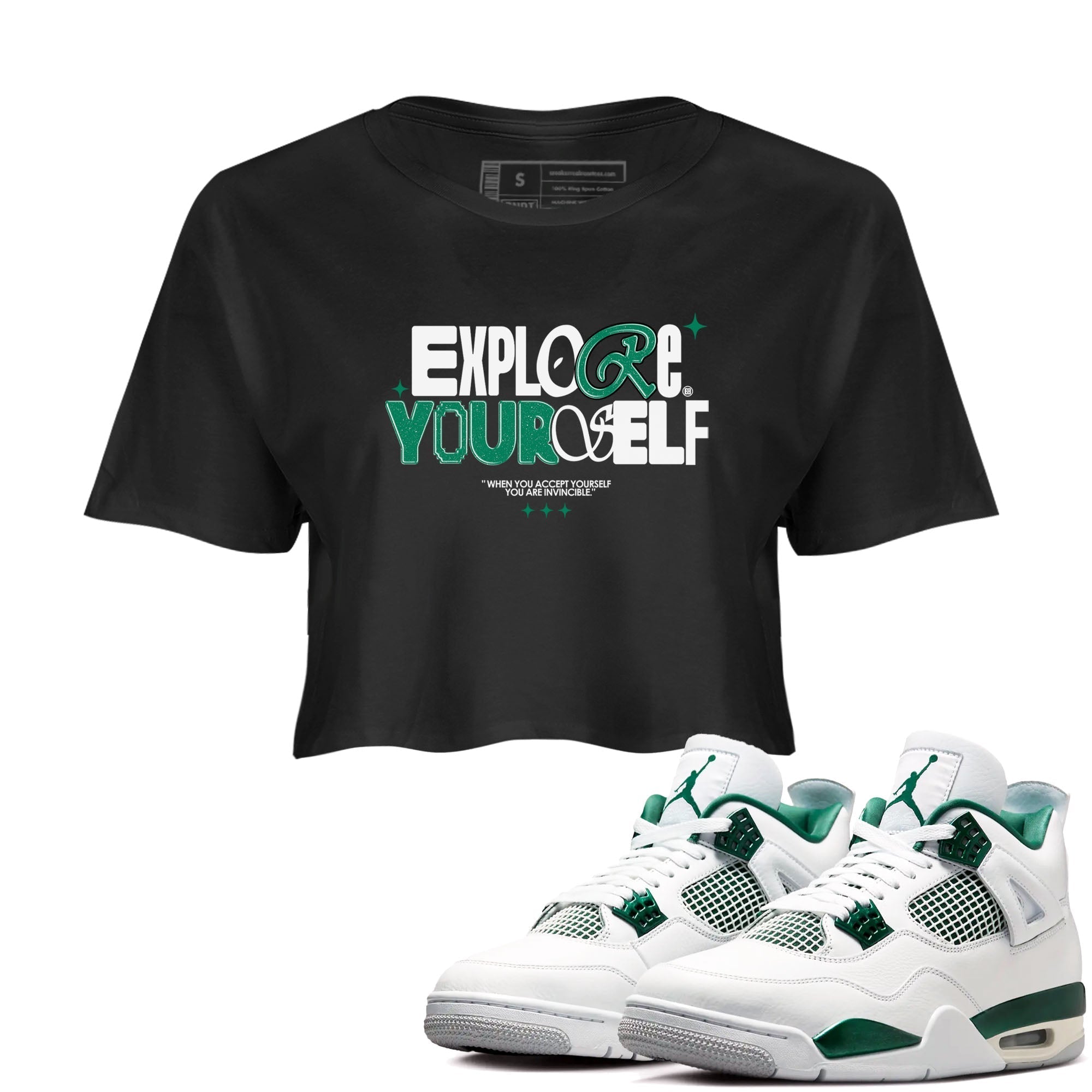 Explore Yourself snkmatch Women's Top - Air Jordan 4 Oxidized Green