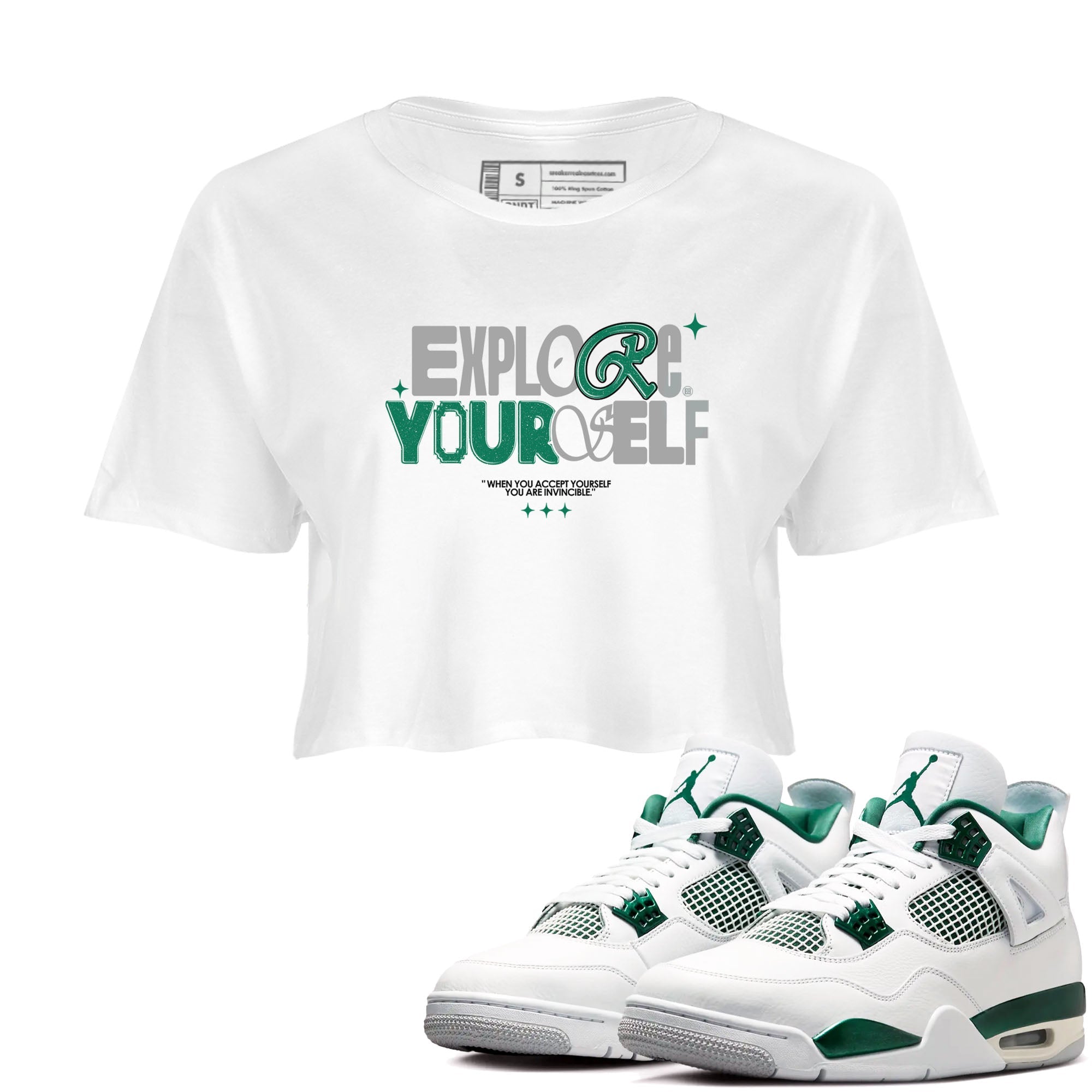 Explore Yourself snkmatch Women's Top - Air Jordan 4 Oxidized Green
