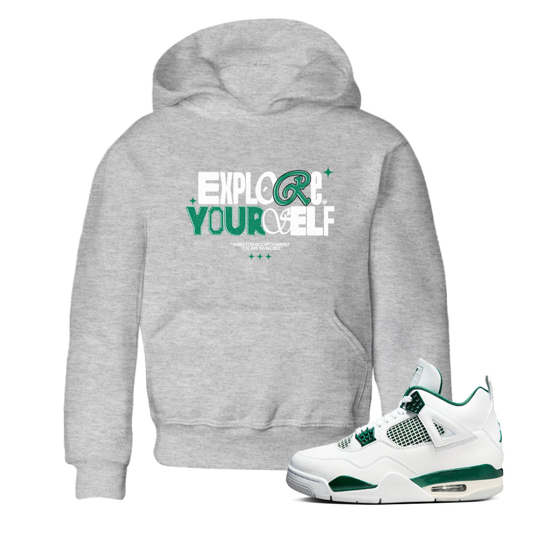 Explore Yourself snkmatch Tees Kids - Air Jordan 4 Oxidized Green