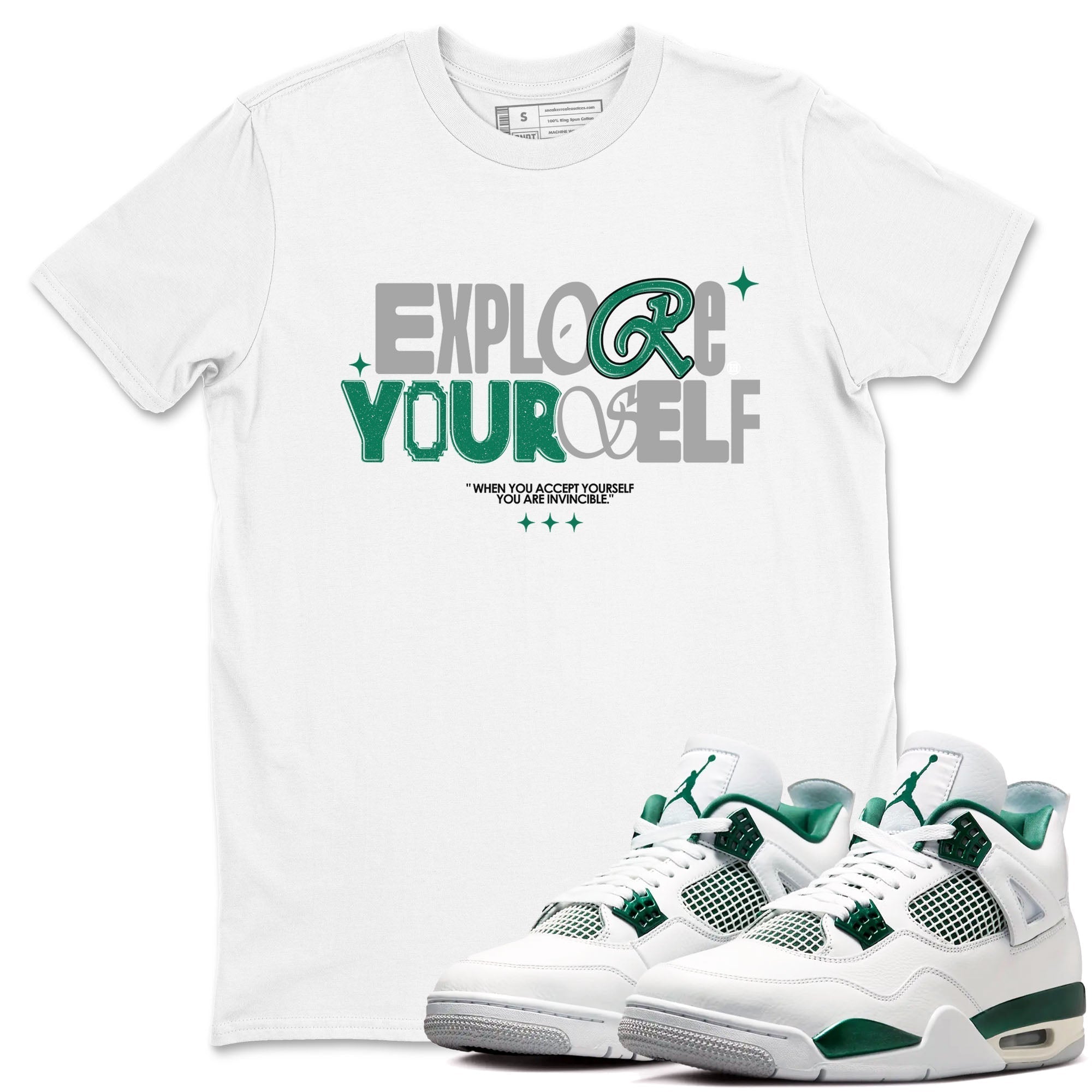 Explore Yourself snkmatch Tees - Air Jordan 4 Oxidized Green