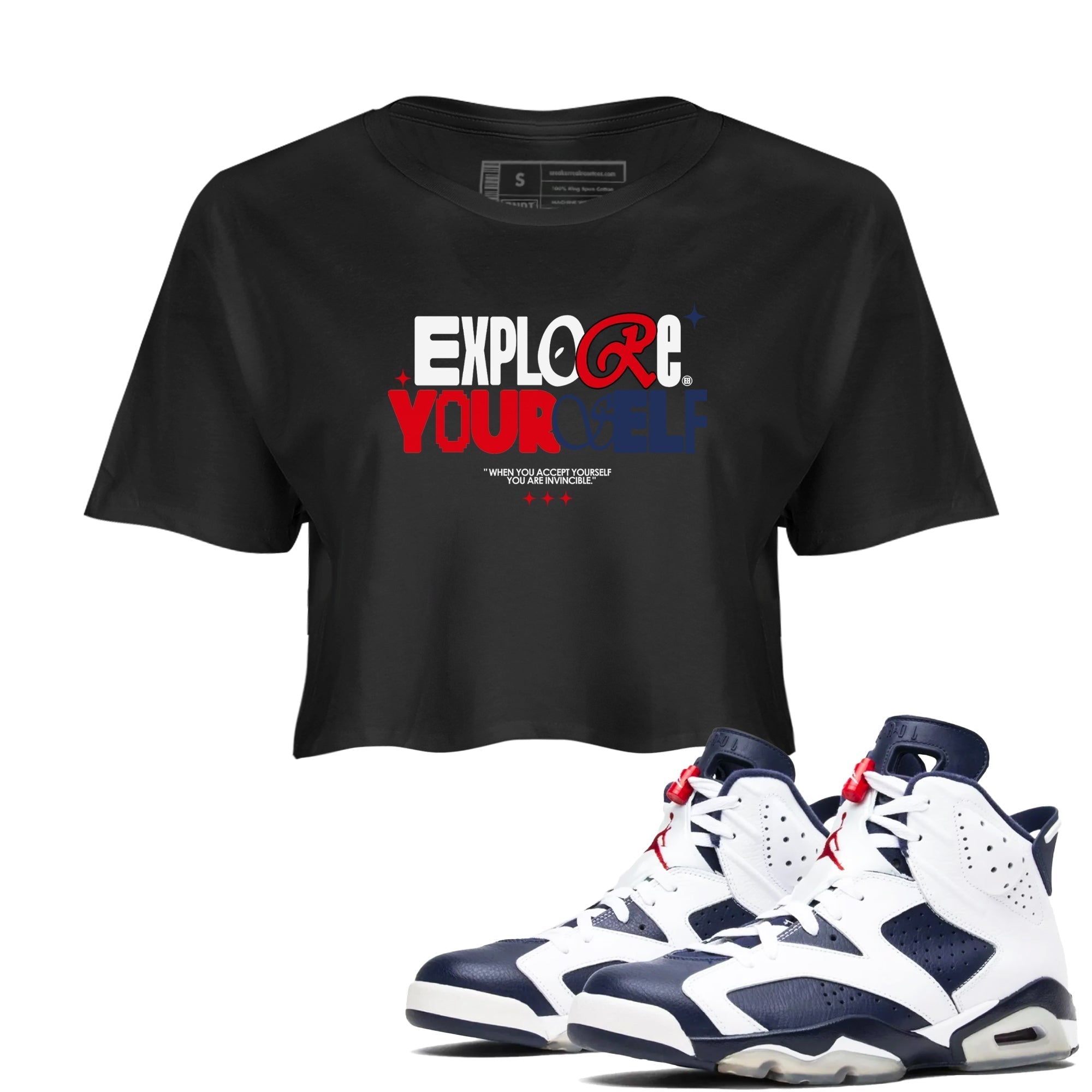 Explore Yourself snkmatch Women's Top - Air Jordan 6 White And Midnight Navy