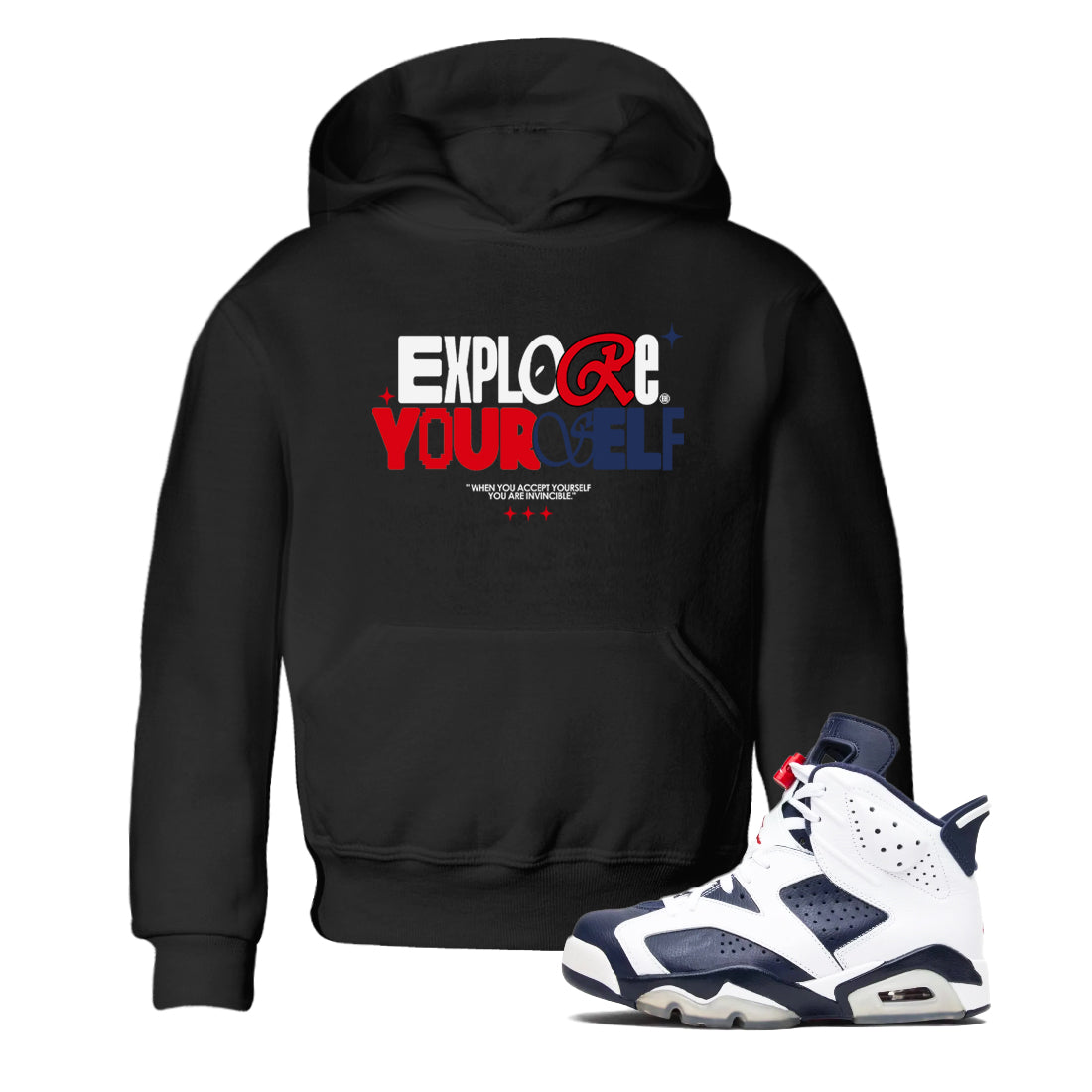 Explore Yourself snkmatch Tees Kids - Air Jordan 6 White And Midnight Navy