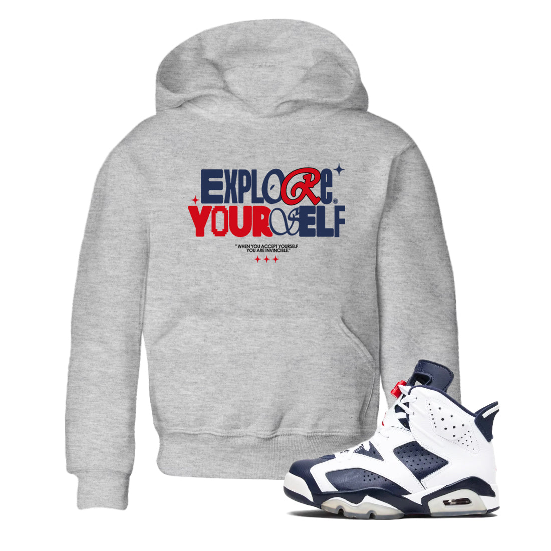 Explore Yourself snkmatch Tees Kids - Air Jordan 6 White And Midnight Navy