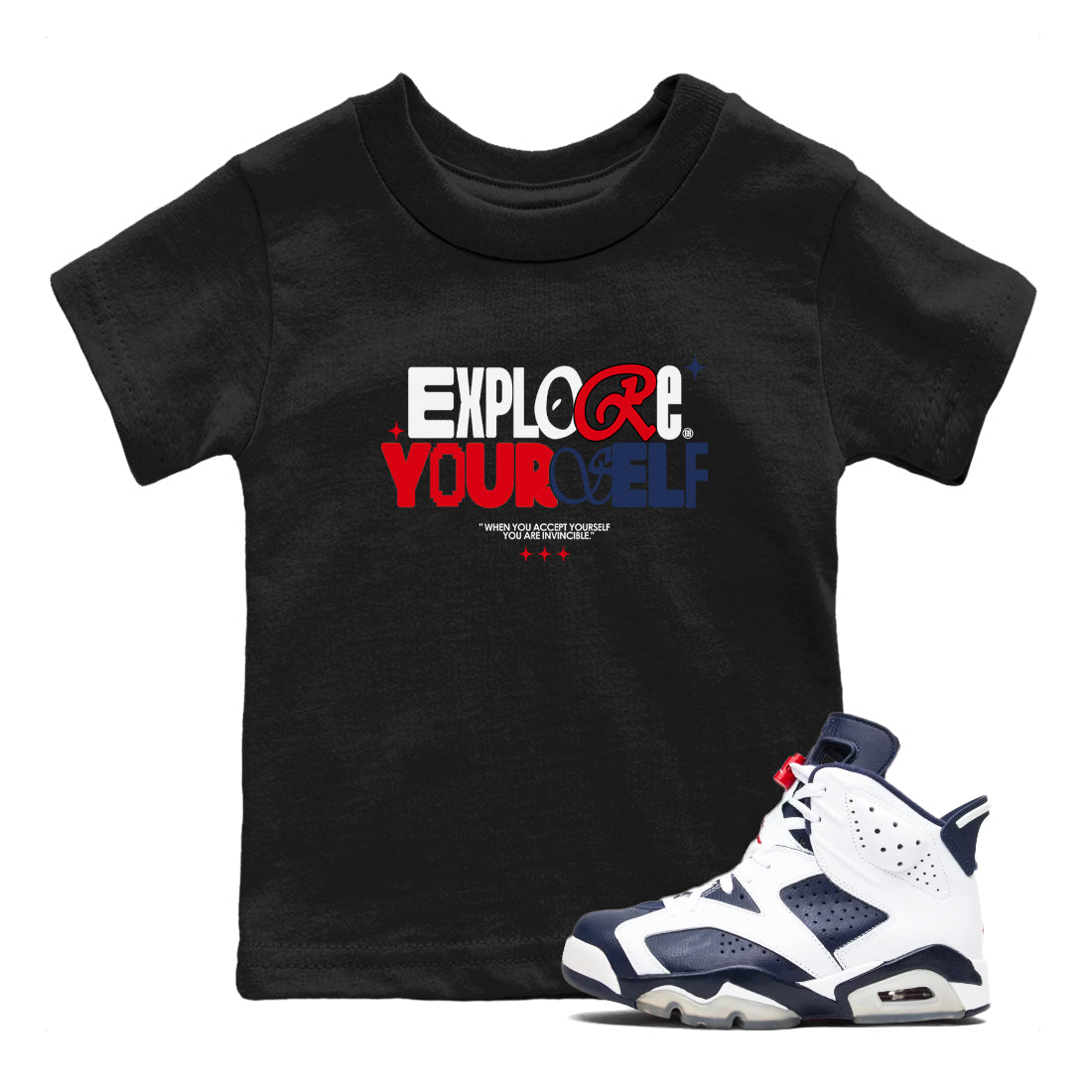 Explore Yourself snkmatch Tees Kids - Air Jordan 6 White And Midnight Navy