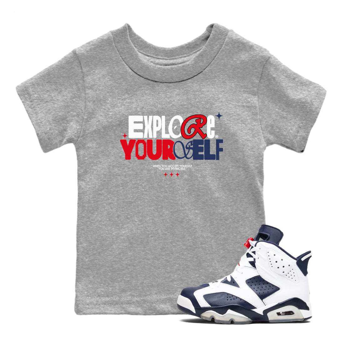 Explore Yourself snkmatch Tees Kids - Air Jordan 6 White And Midnight Navy