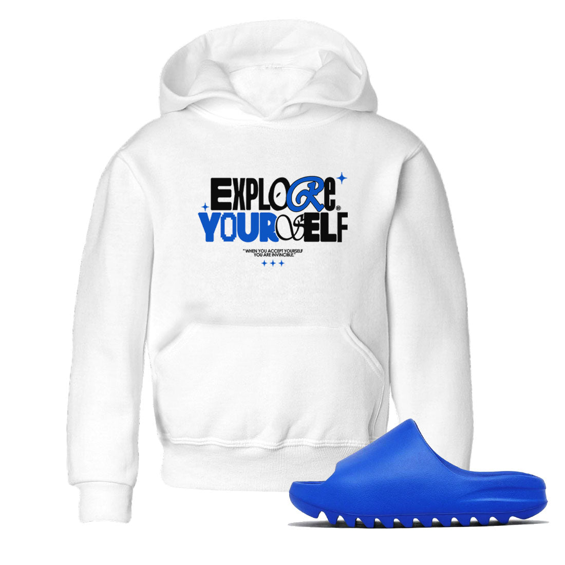 Explore Yourself snkmatch Tees Kids - Yeezy Slide Azure
